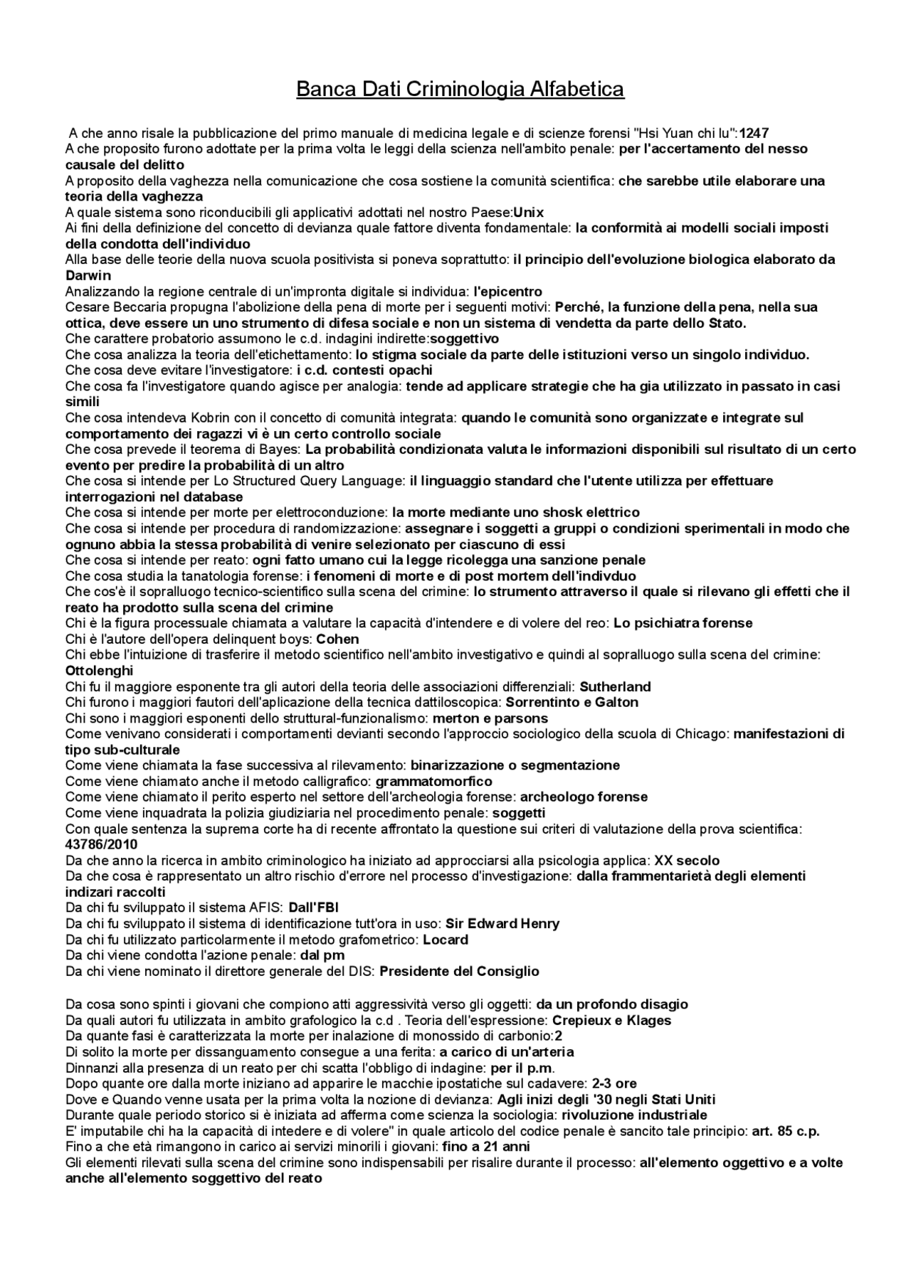 Banca dati Criminologia Docsity Banca dati Criminologia Docsity