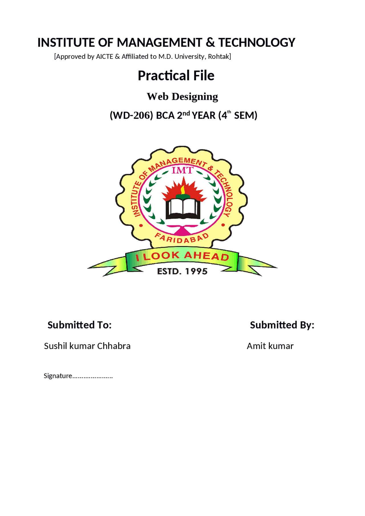 Web Designing Practical file | Study notes Web Design and Development ...