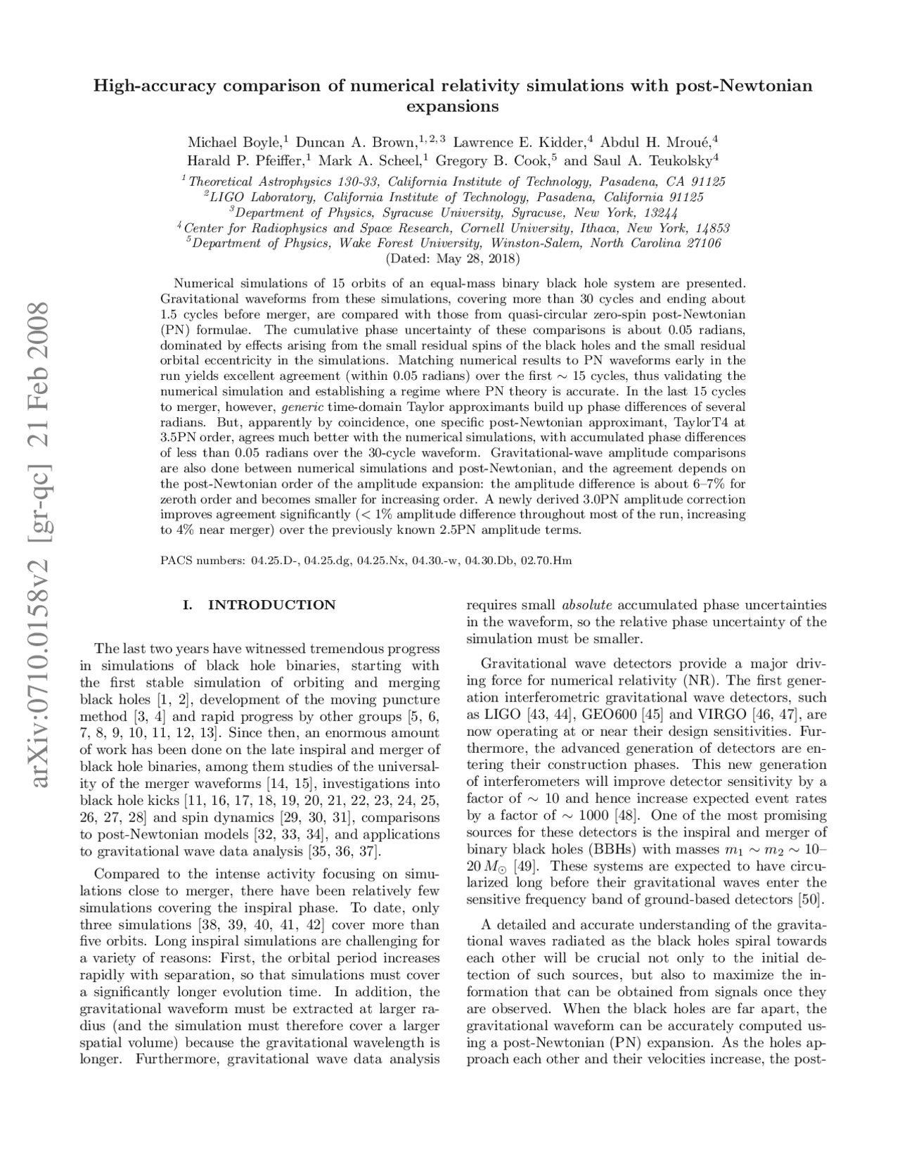 High-accuracy comparison of numerical relativity simulations with post ...