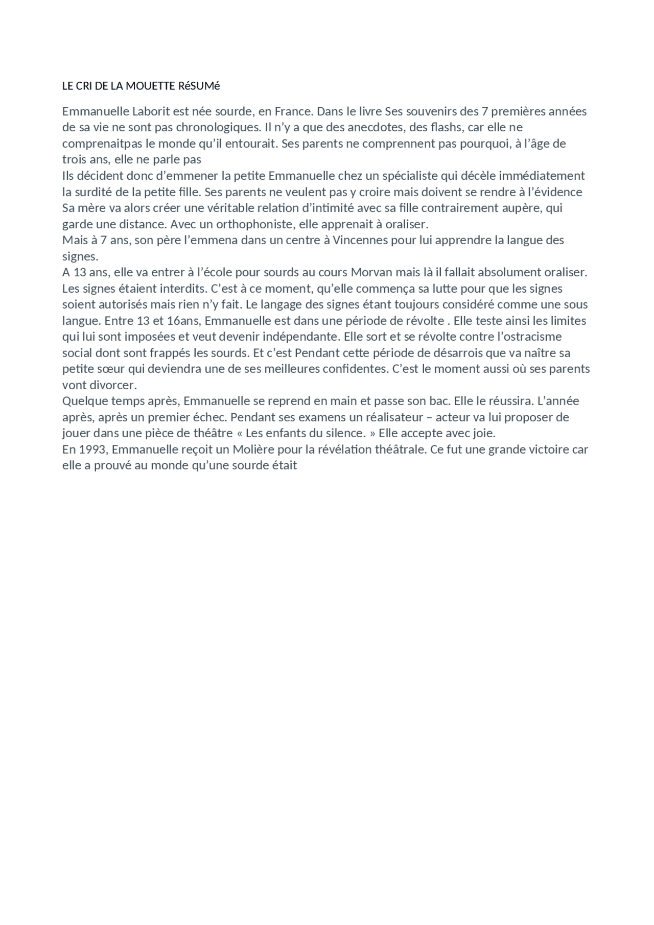 Le cri de la mouette résumé Docsity Le cri de la mouette résumé Docsity