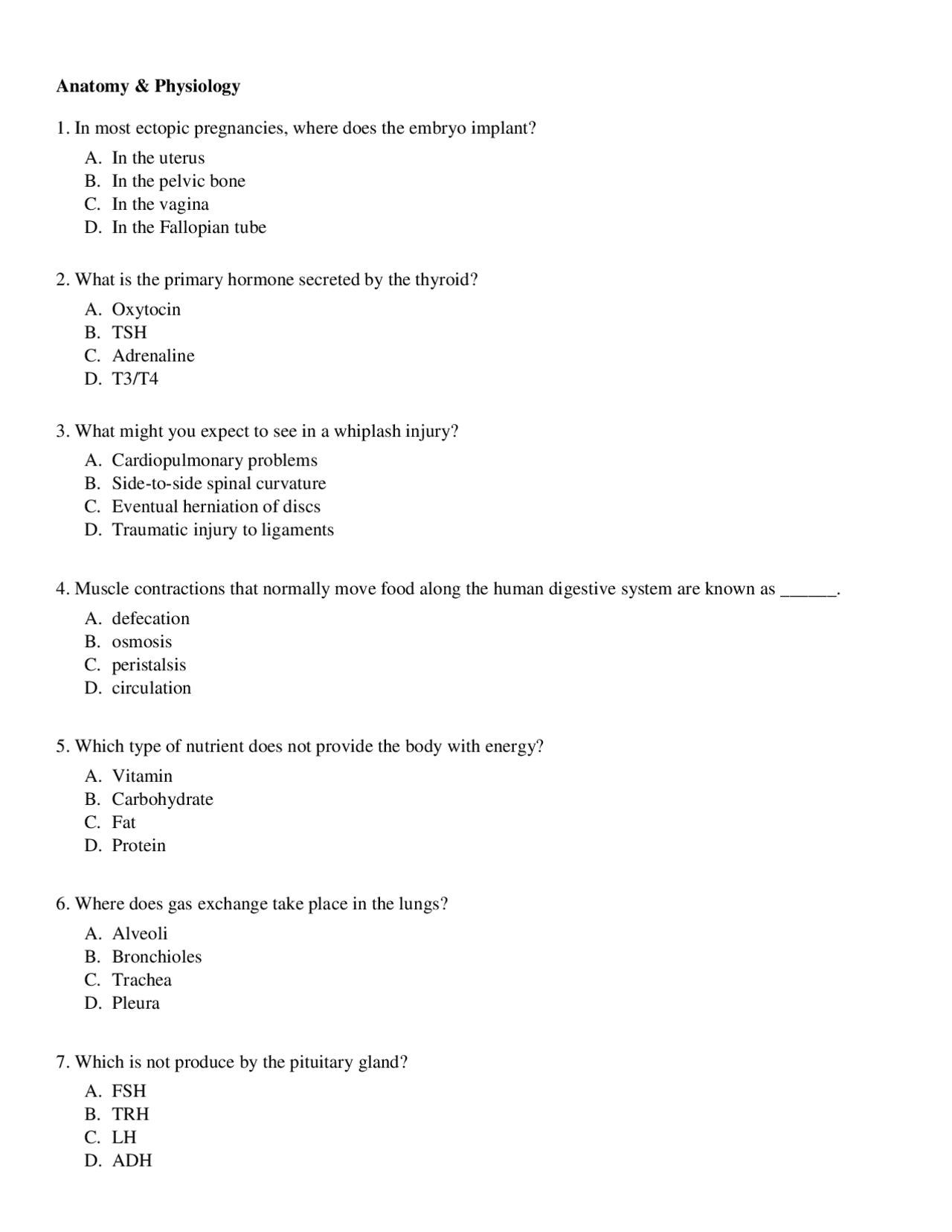 AnatomyPhysiologyQuestionsWithAnswers.pdf Exams Nursing Docsity