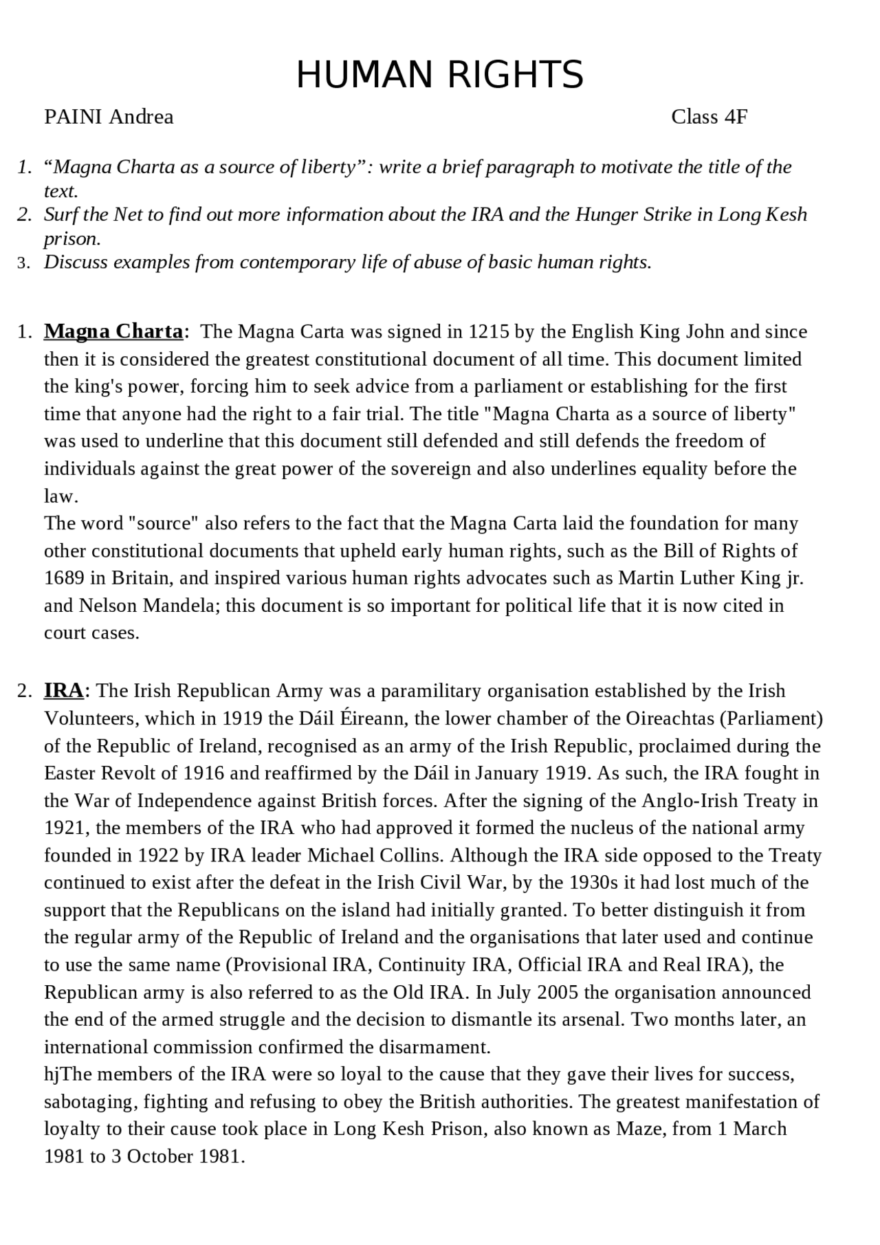 Essay about Human Rights - Docsity