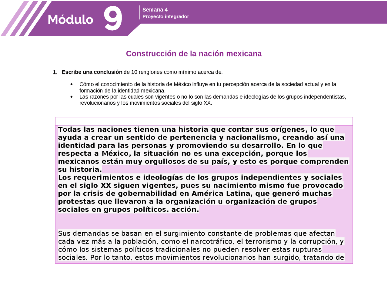 Modulo 9 Actividad 1 Construcción de la nación mexicana | Summaries of ...