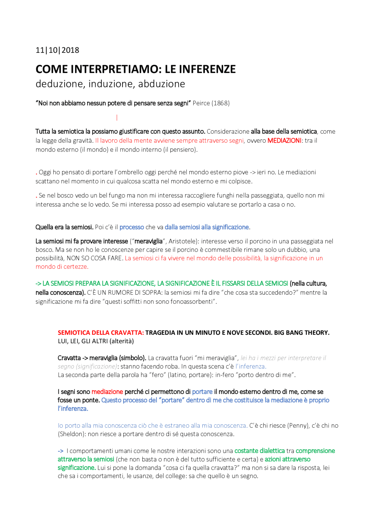 Le inferenze (abduzione, induzione deduzione) con esempi appunti di