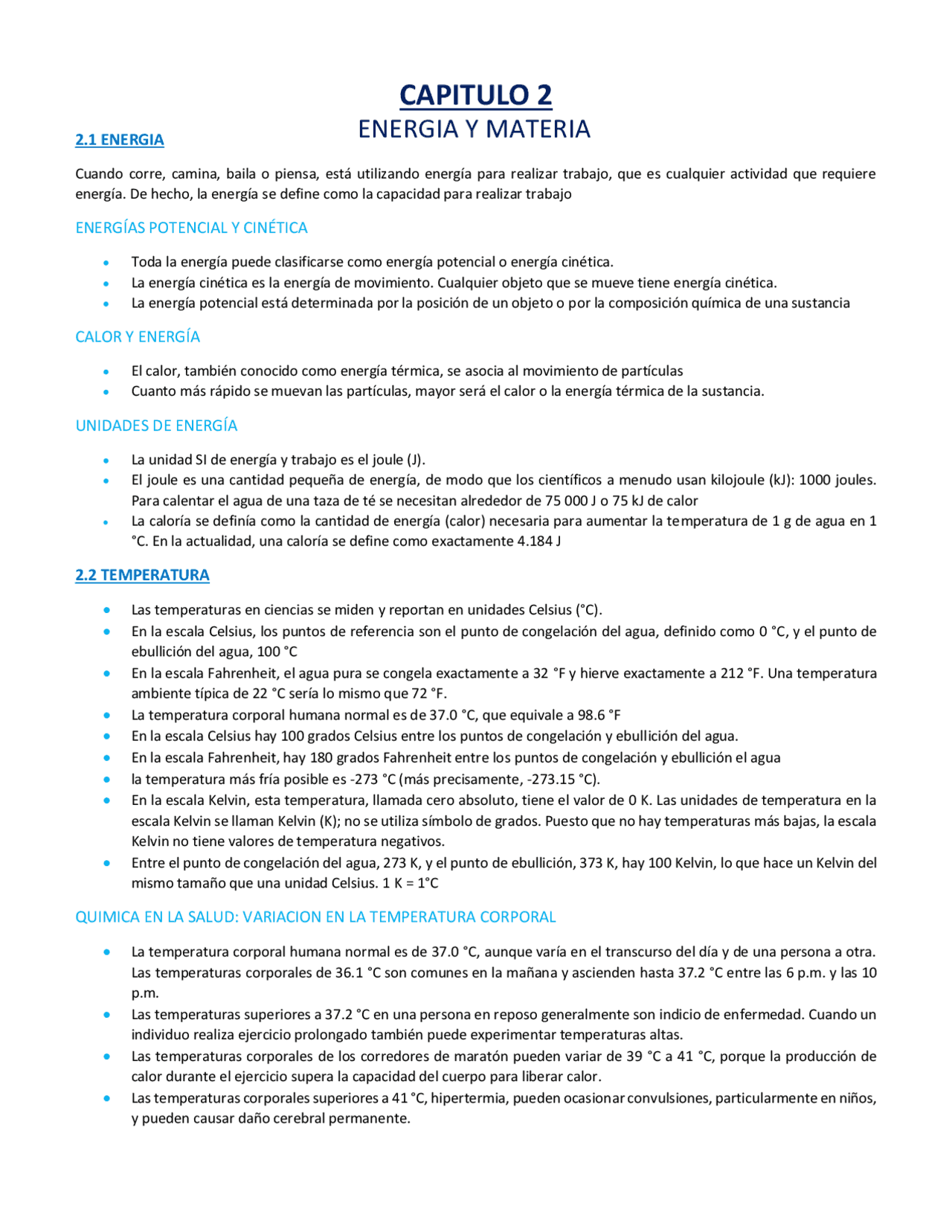 CAP 1 QUIMICA PRIMERO DE MED AÑO | Exams Biology | Docsity