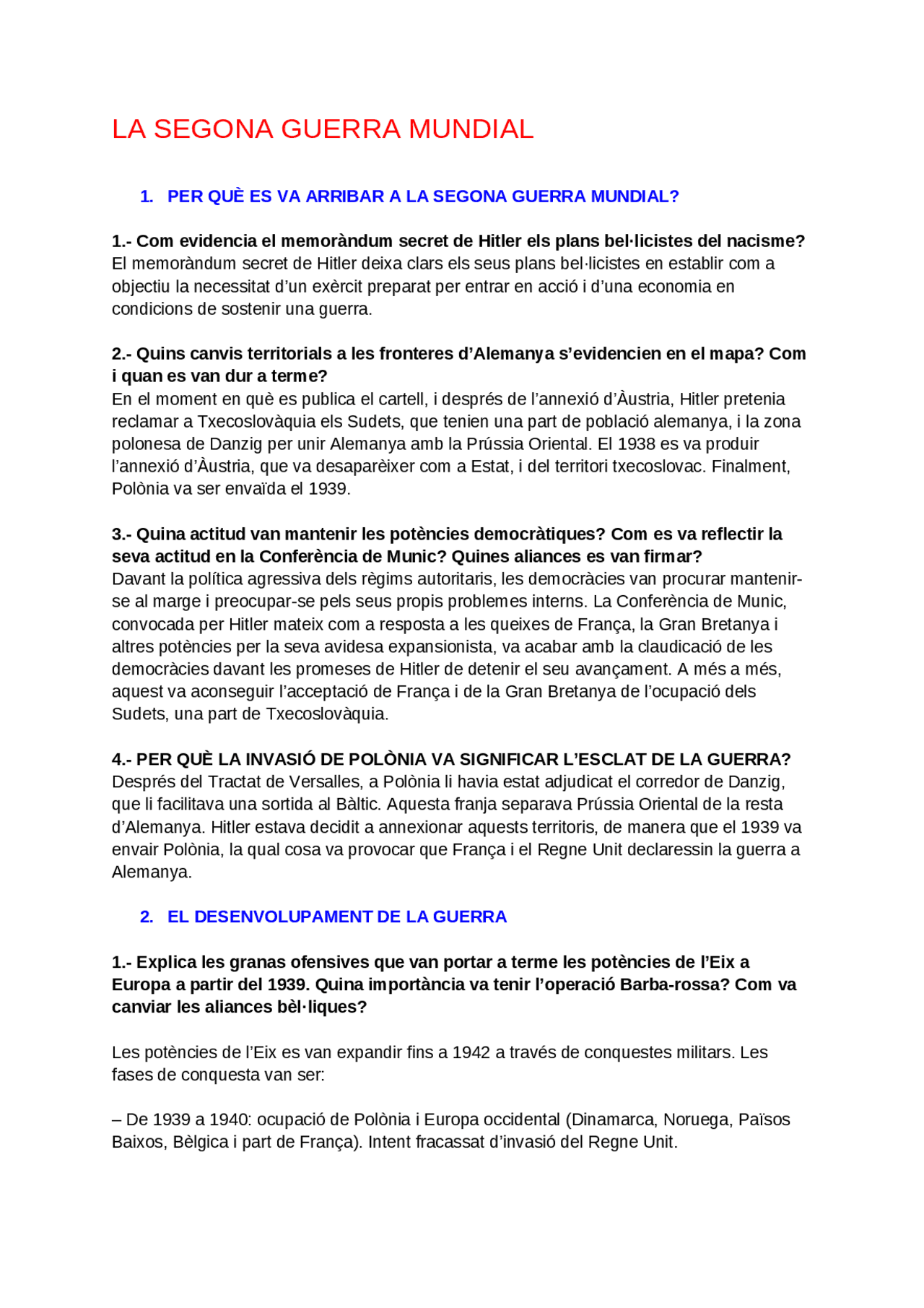 Preguntas sobre la Segunda Guerra Mundial | Apuntes de Humanidades y ...