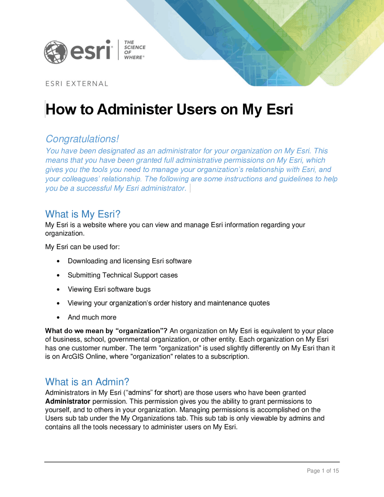 How to administer users on My Esri - Docsity