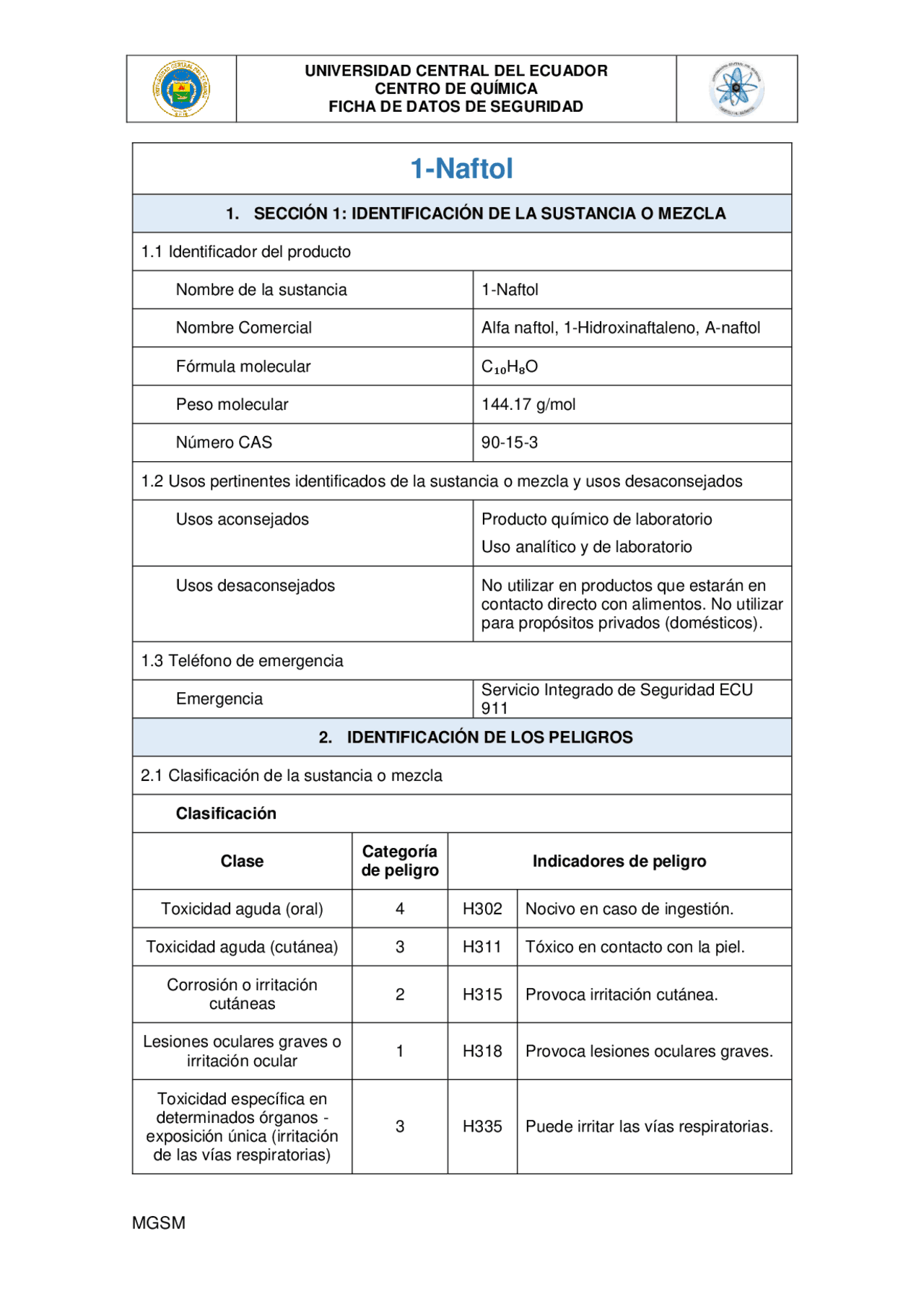 Ficha de seguridad del compuesto naftol Apuntes de Química Aplicada Docsity Ficha de seguridad del compuesto naftol Apuntes de Química Aplicada Docsity