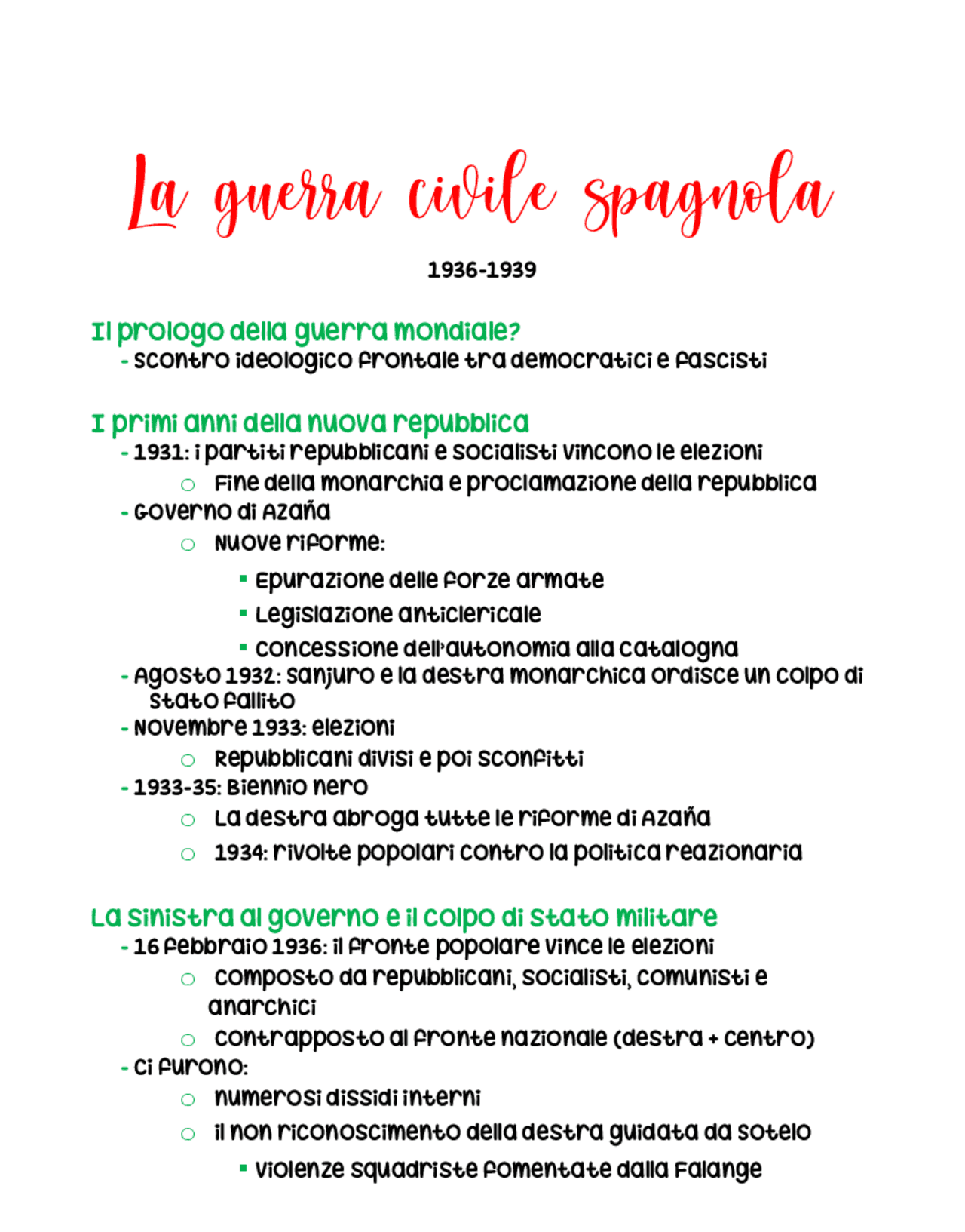 La guerra civile Spagnola Docsity