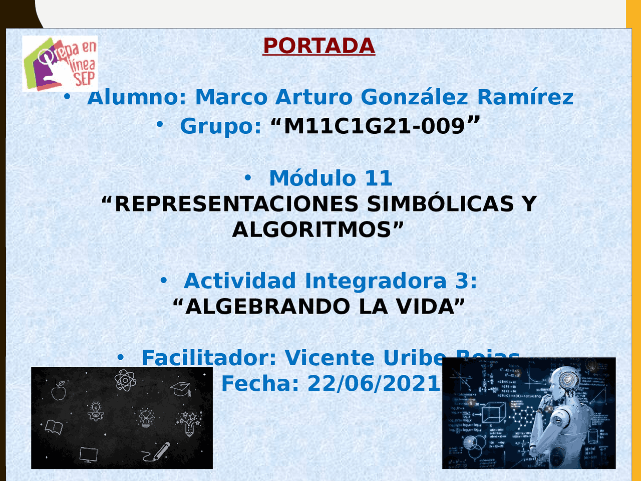 “REPRESENTACIONES SIMBÓLICAS Y ALGORITMOS” | Diapositivas de