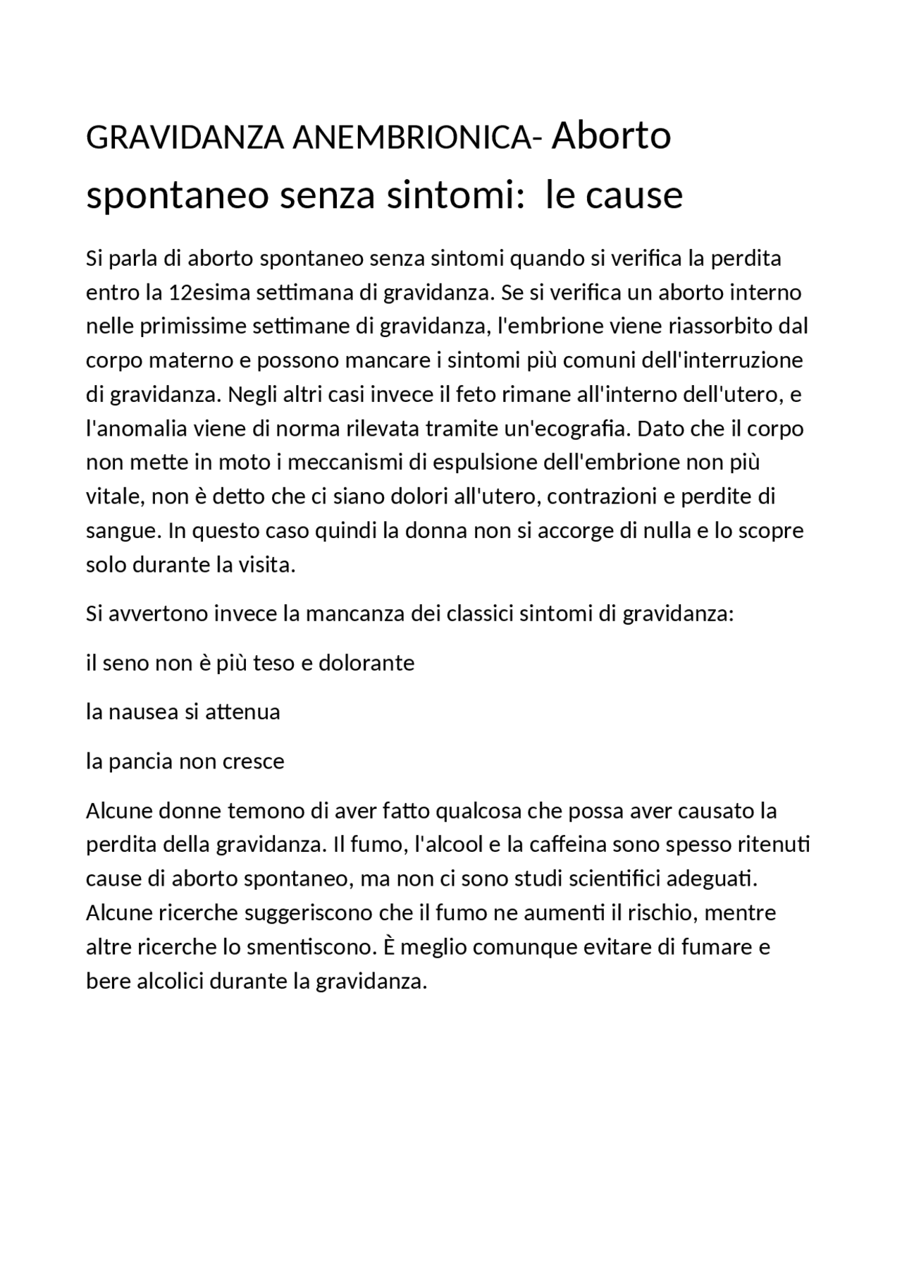 successo gravidanza dopo aborto forum