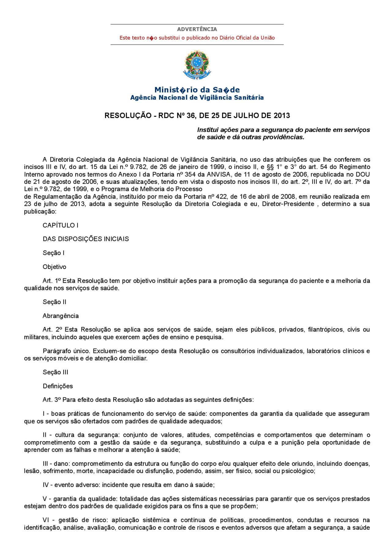RDC nº 36, de 25 de julho de 2013 - Docsity