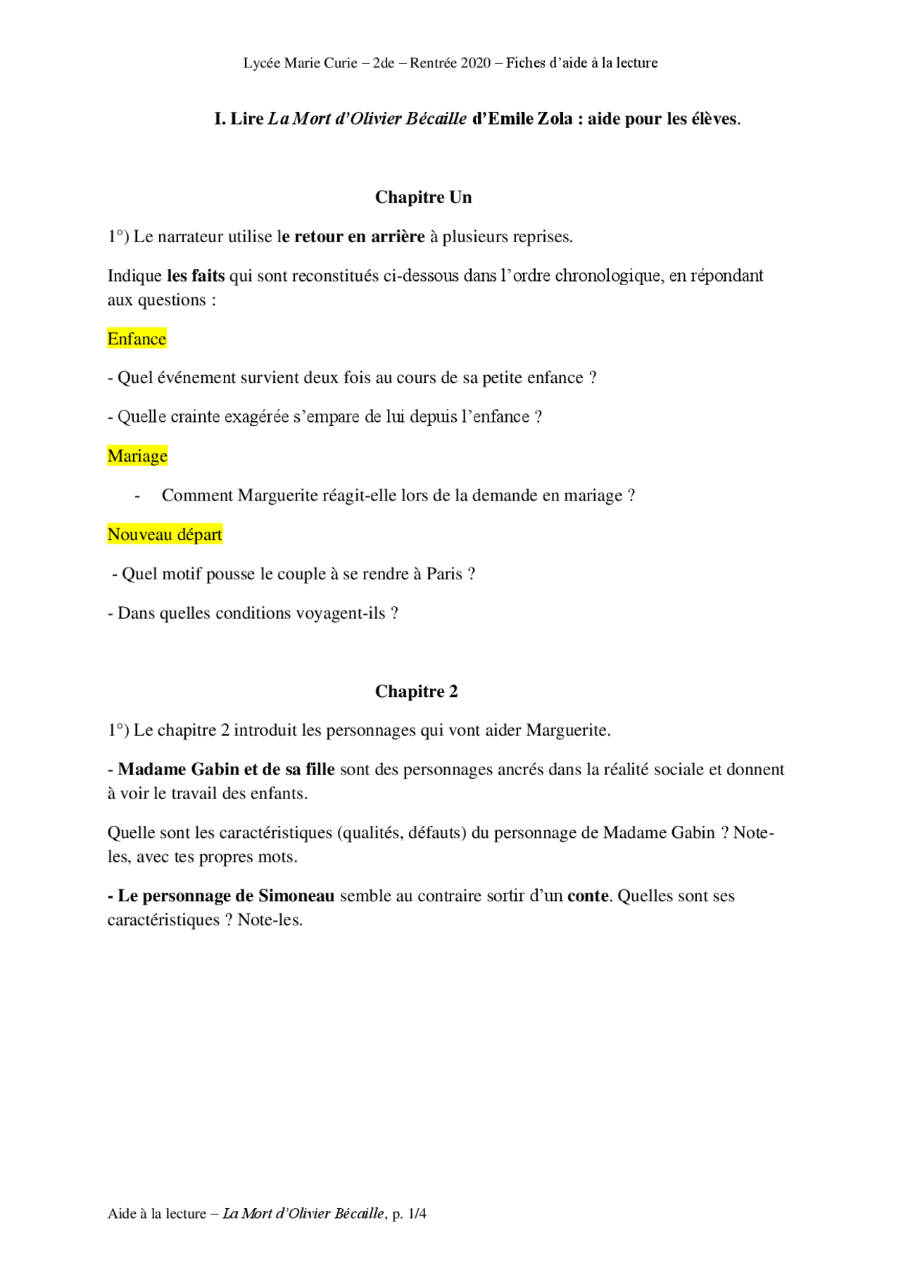 La Mort D Olivier Bécaille Fiche De Lecture Lire La Mort d'Olivier Bécaille d'Emile Zola | Lectures Littérature |  Docsity