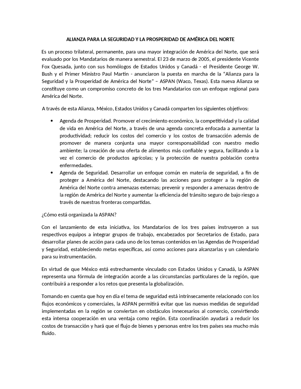 Alianza para la seguridad y prosperidad de América Latina Docsity