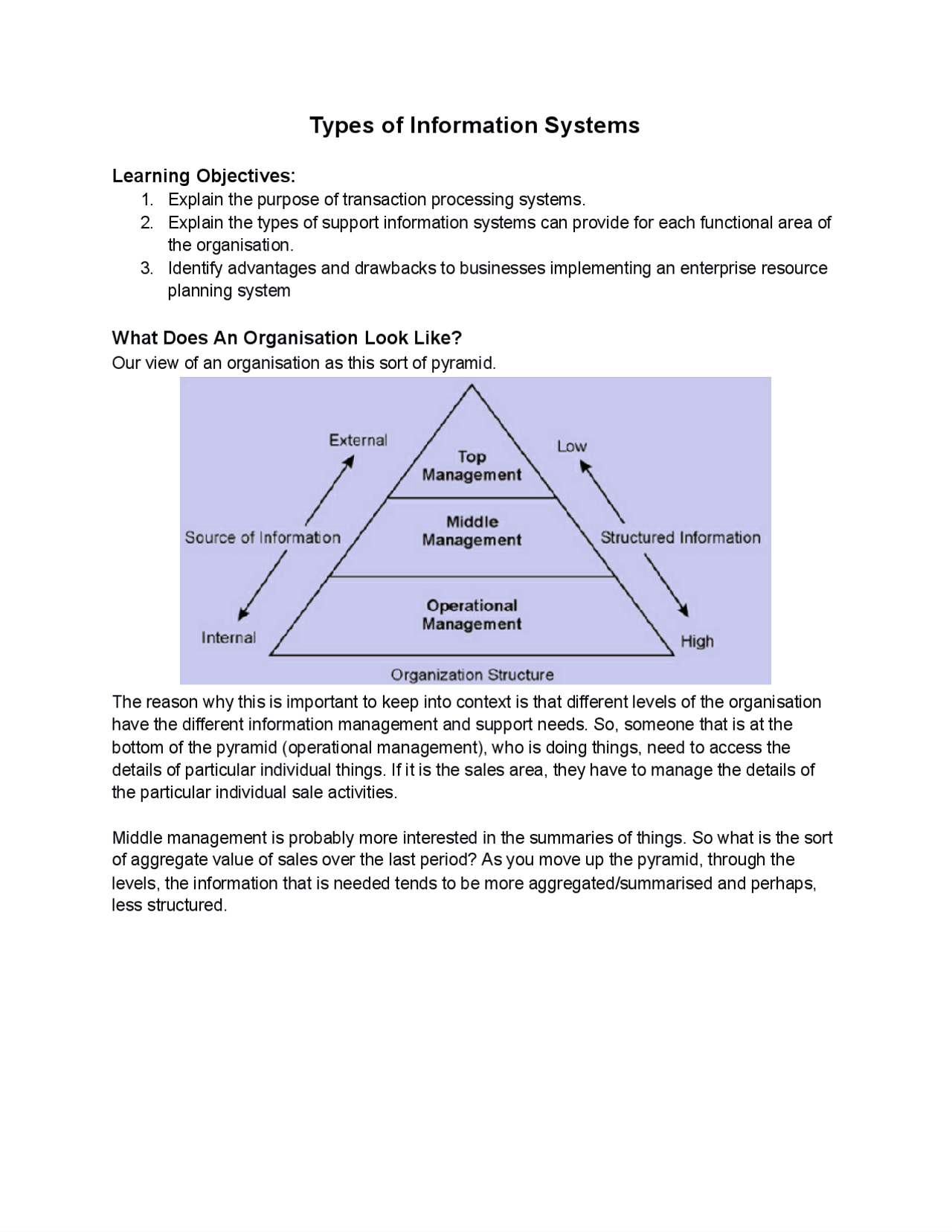Types of Information Systems - Docsity