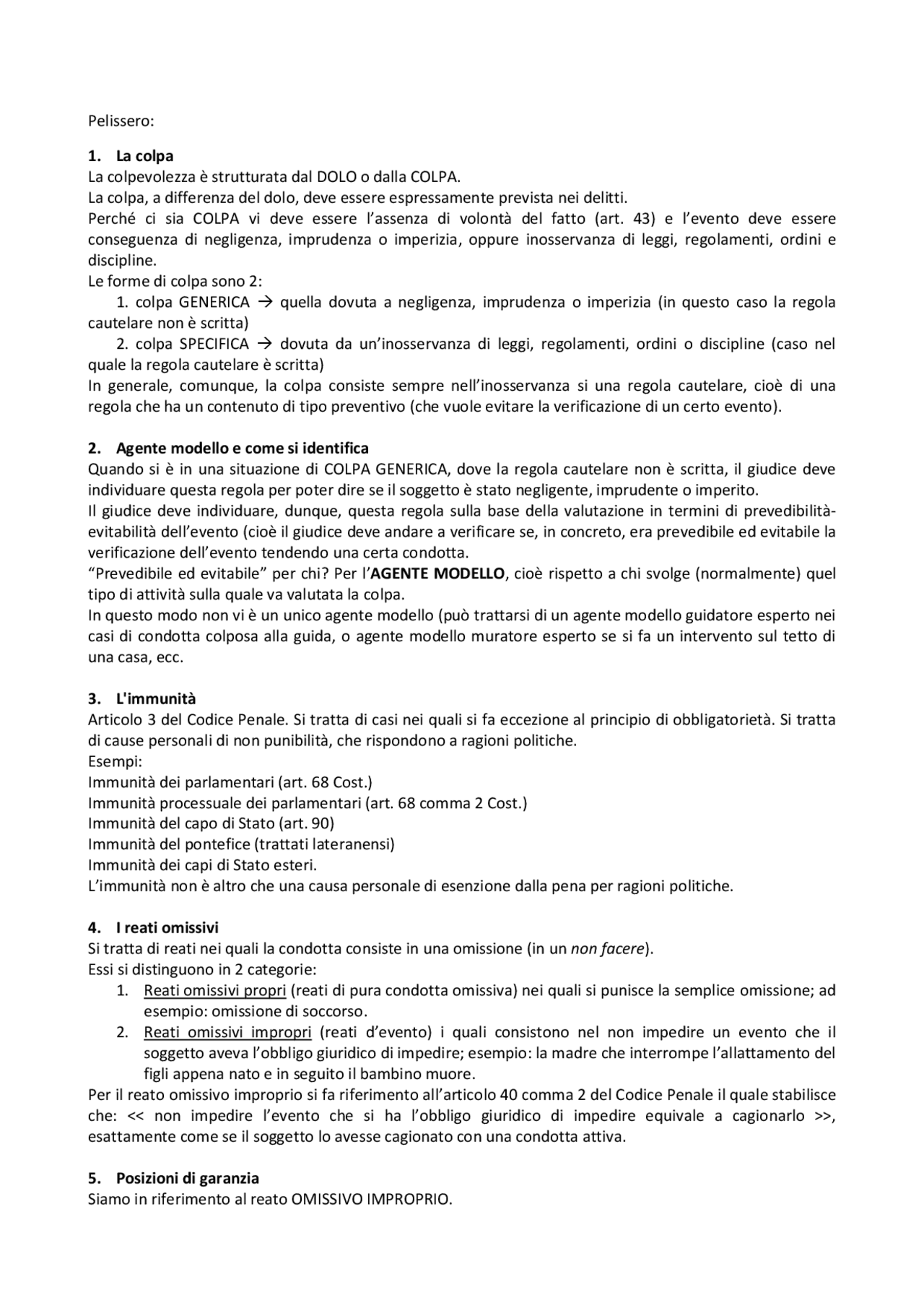 DOMANDE e RISPOSTE ESAME ORALE - Diritto Penale Prof. Pelissero - Docsity