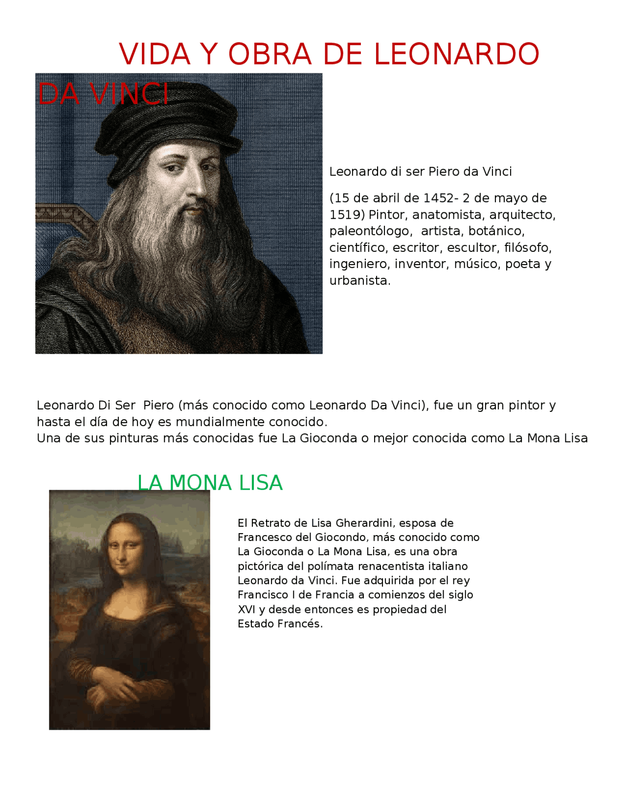 Leonardo da vinci resumen Monografías, Ensayos de Historia del Arte Docsity Leonardo da vinci resumen Monografías, Ensayos de Historia del Arte Docsity