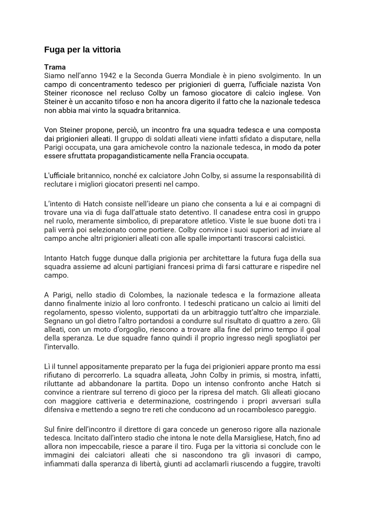 fuga per la vittoria streaming