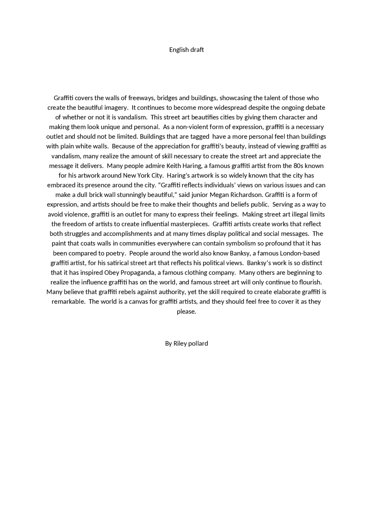 Draft for English for passing grades - Docsity