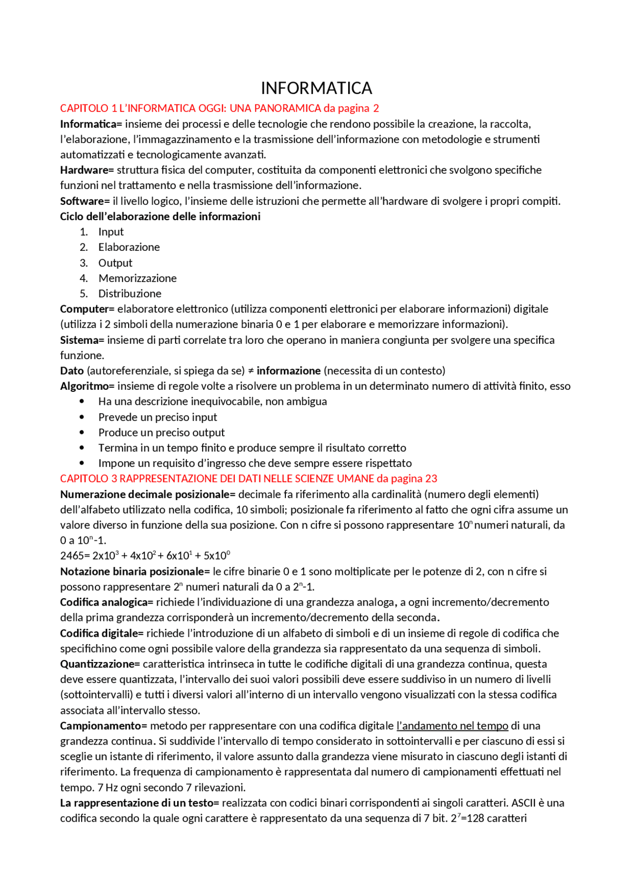 parti e funzioni del computer