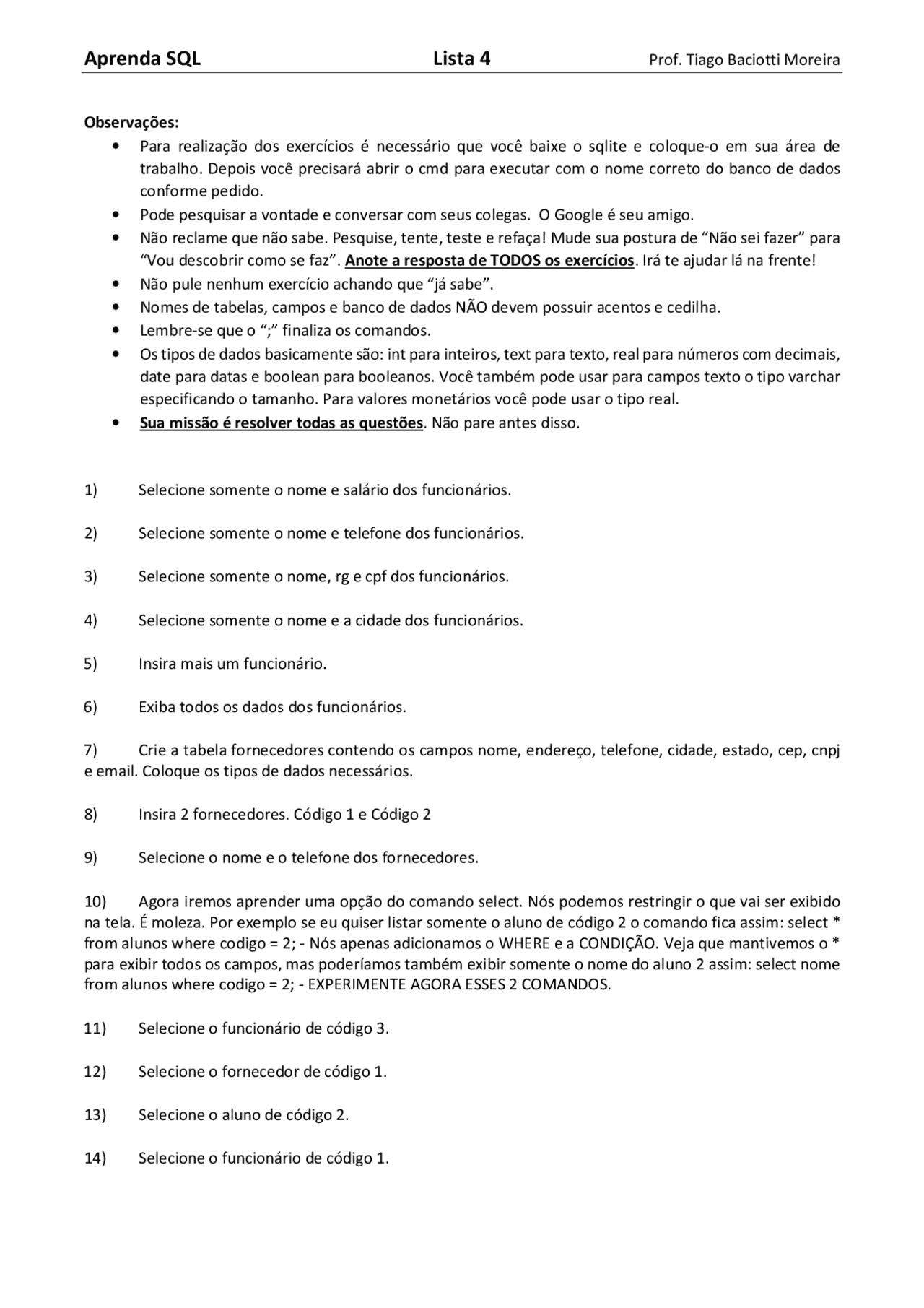 Sql server banco de dados para iniciantes - Docsity