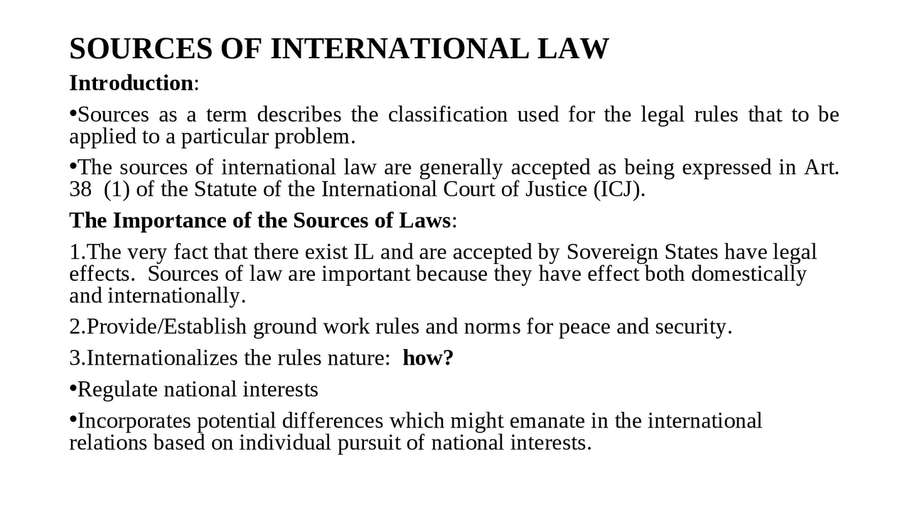 Sources of international law - Docsity