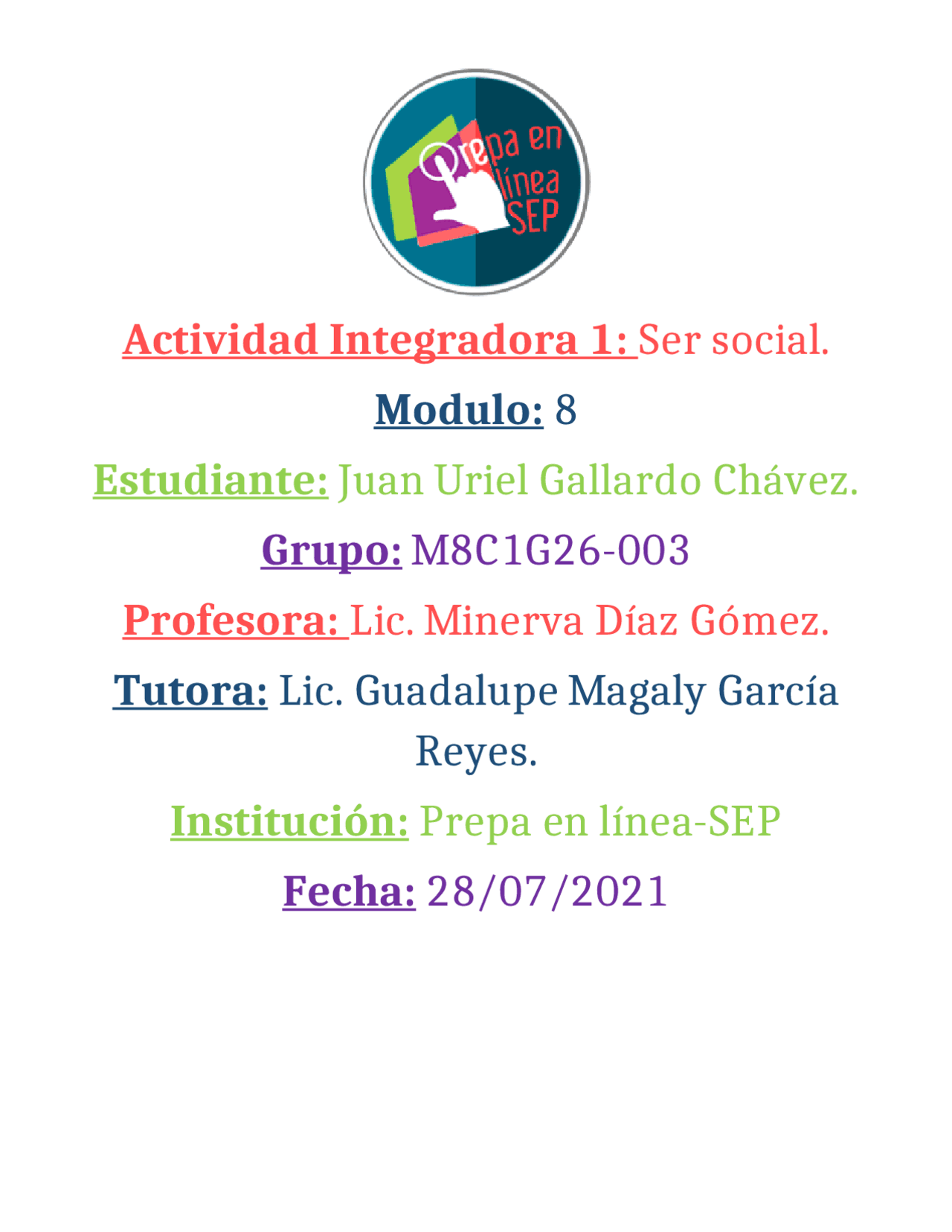Actividad Integradora 1 módulo 8 - Docsity