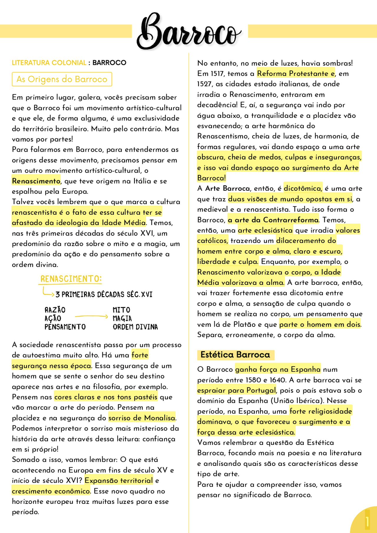 Resumo de literatura - Barroco - Docsity