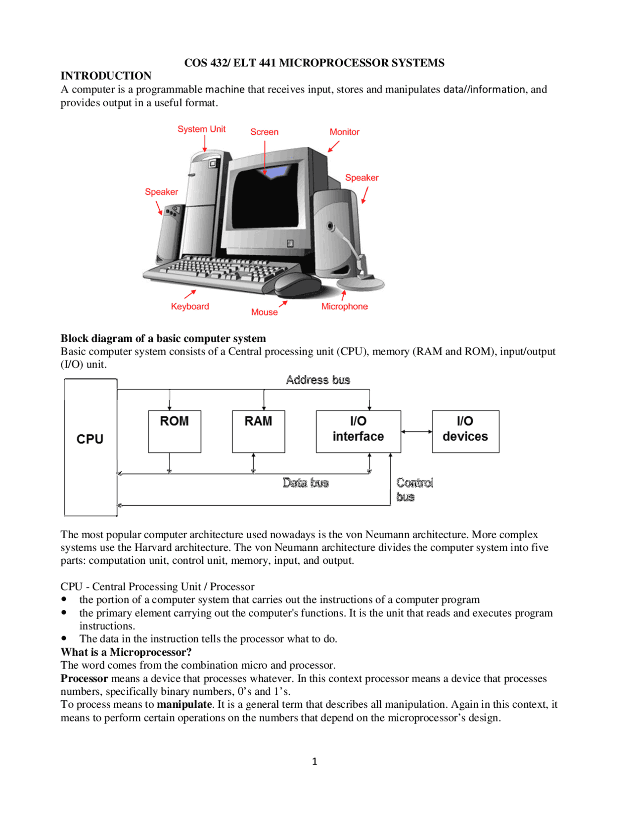 Microprocessor and microcomputer introduction - Docsity