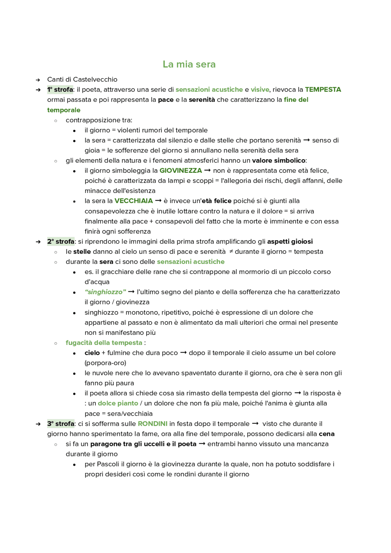 Analisi completa La mia sera, Pascoli Docsity Analisi completa La mia sera, Pascoli Docsity