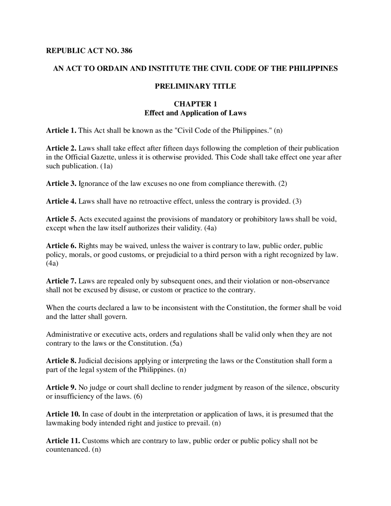Civil Code Of The Philippines Docsity