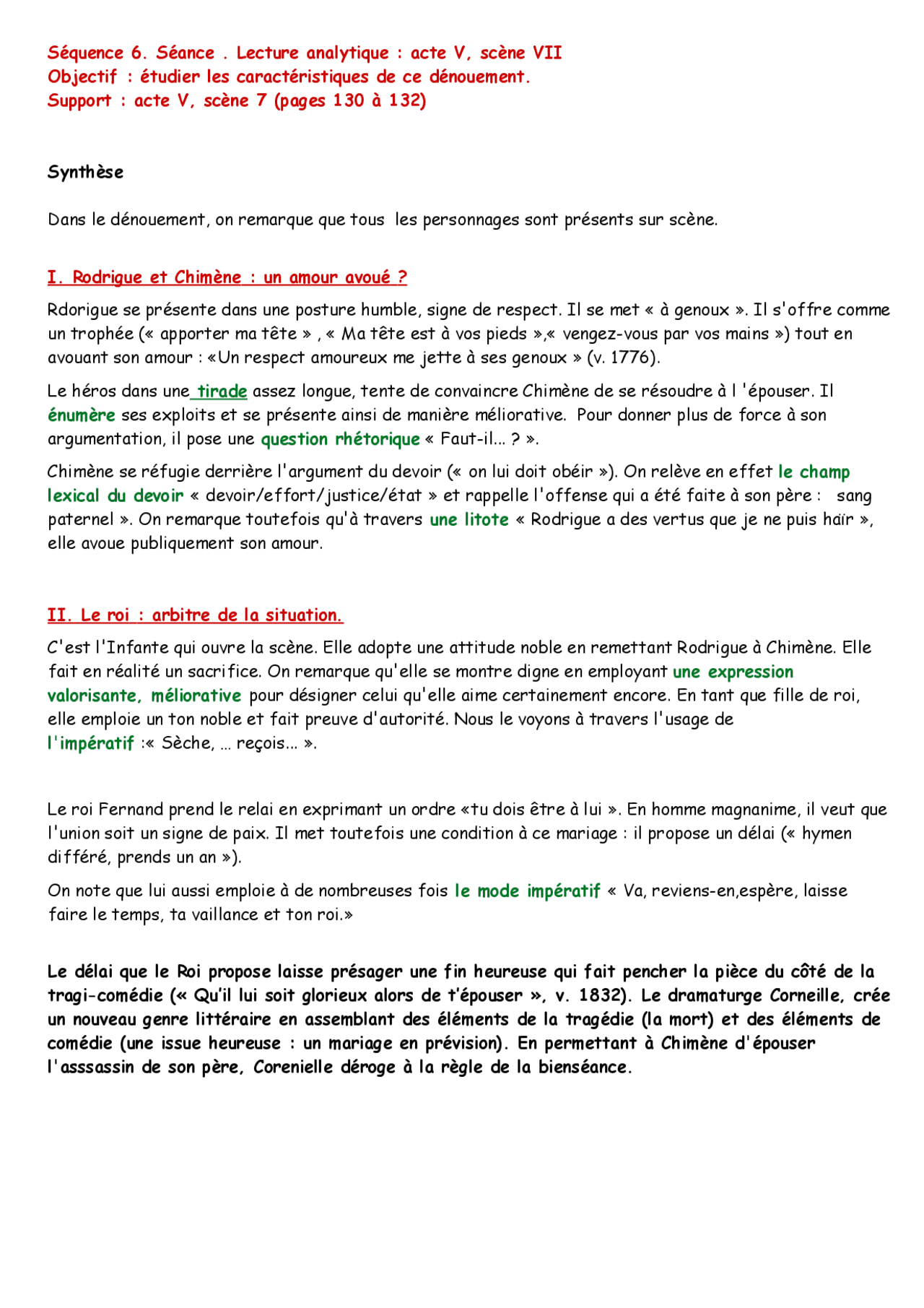 Phedre Acte 5 Scene 6 Séquence 6. Séance . Lecture analytique : acte V, scène VII | Guide,  Projets, Recherche Littérature | Docsity