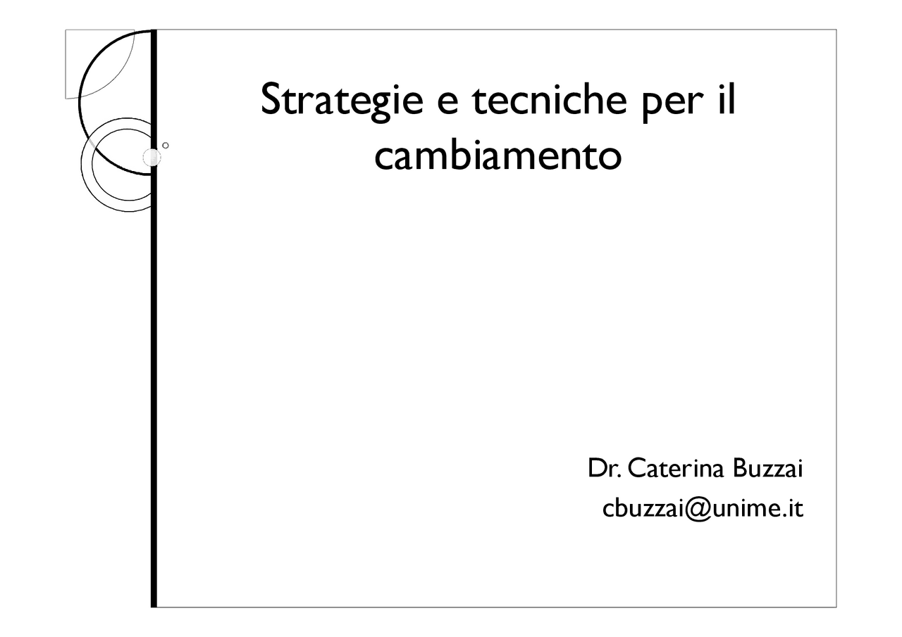 Strategie e tecniche per il cambiamento - Docsity
