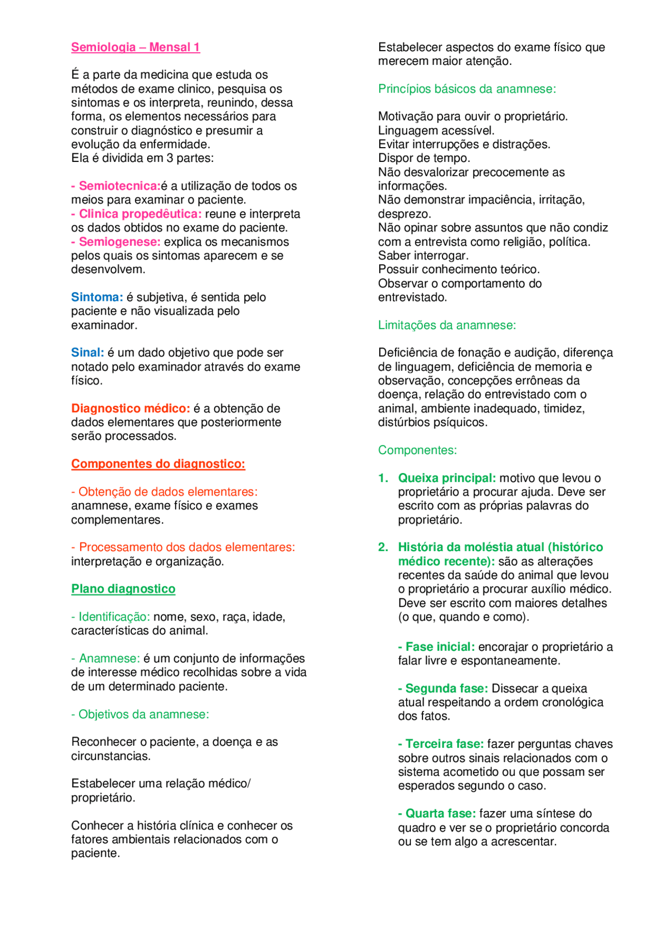 Anamnese - Parte 2 - Semiologia