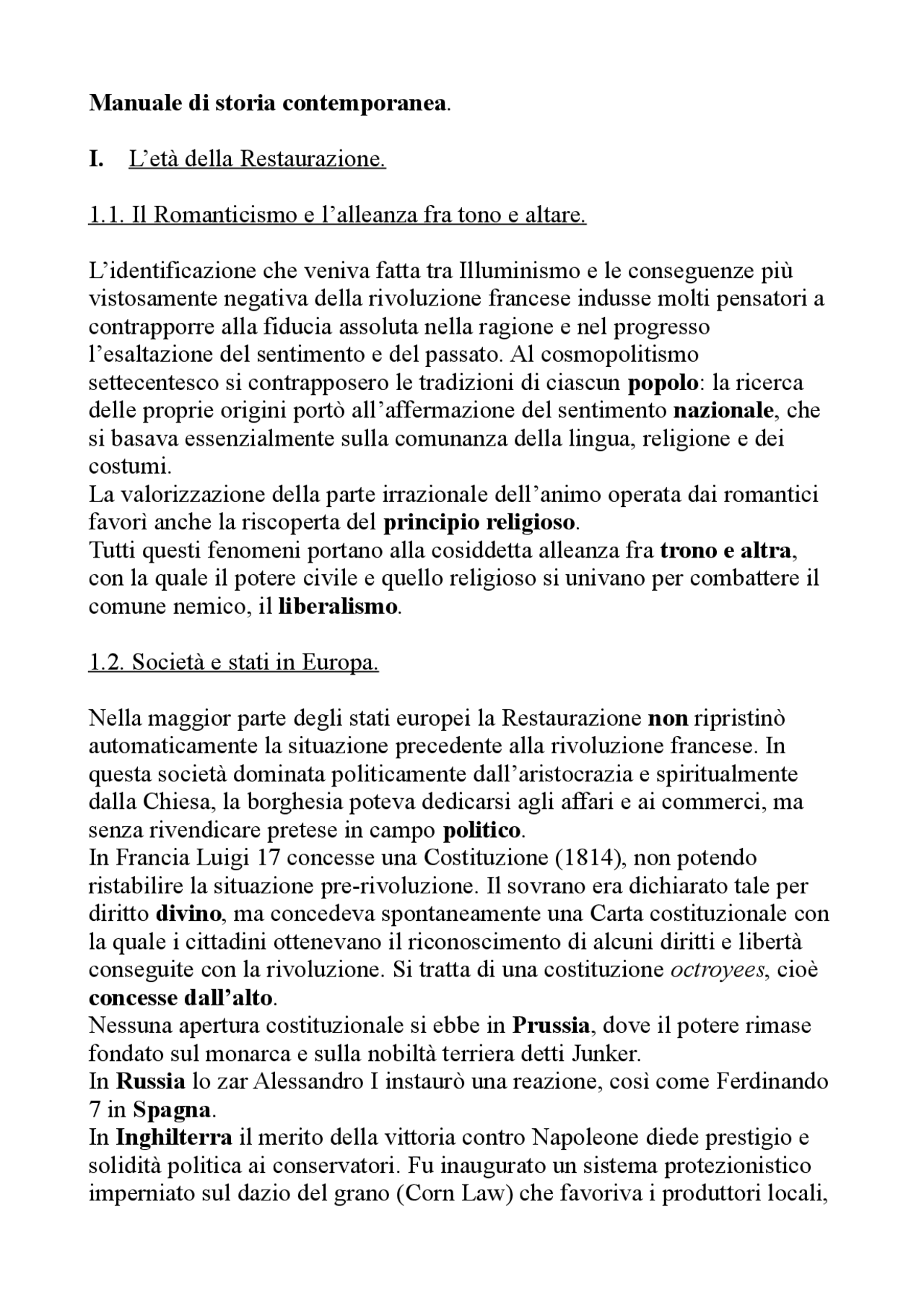 Storia contemporanea, Canavero Docsity