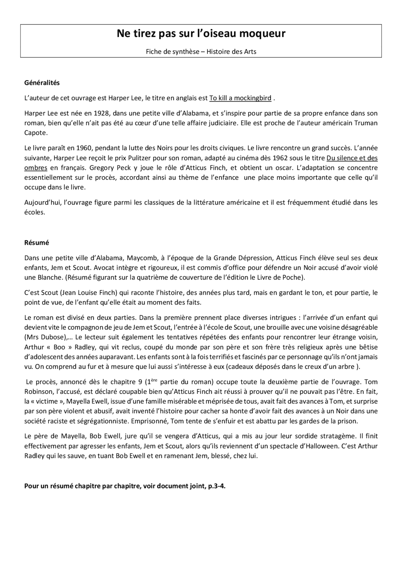 Tirez Pas Sur Le Scarabée Pdf Gratuit Ne tirez pas sur l'oiseau moqueur: analyse | Lectures Littérature | Docsity