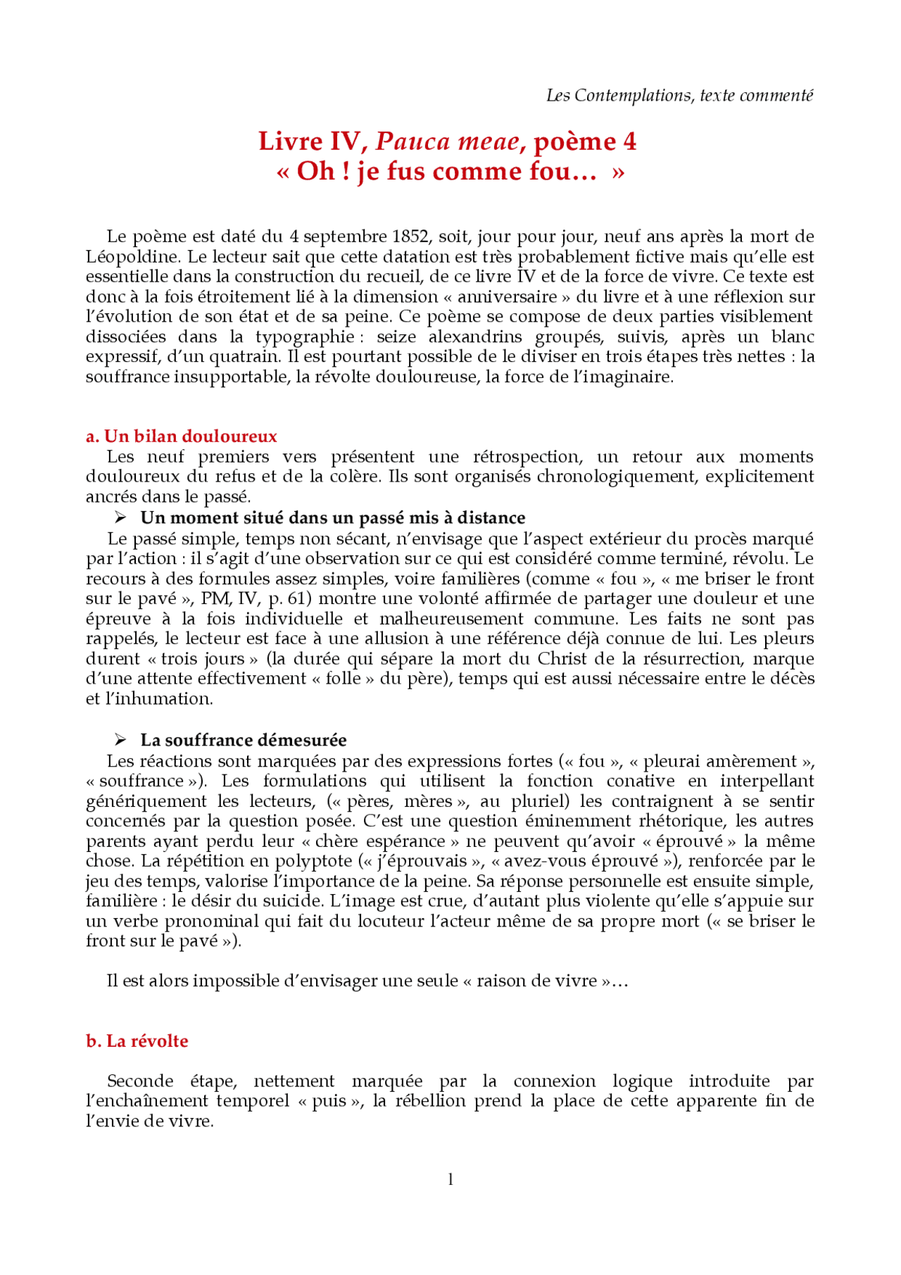 Pauca Meae Analyse De Chaque Poème Pauca meae de Hugo: texte commenté | Lectures Littérature | Docsity