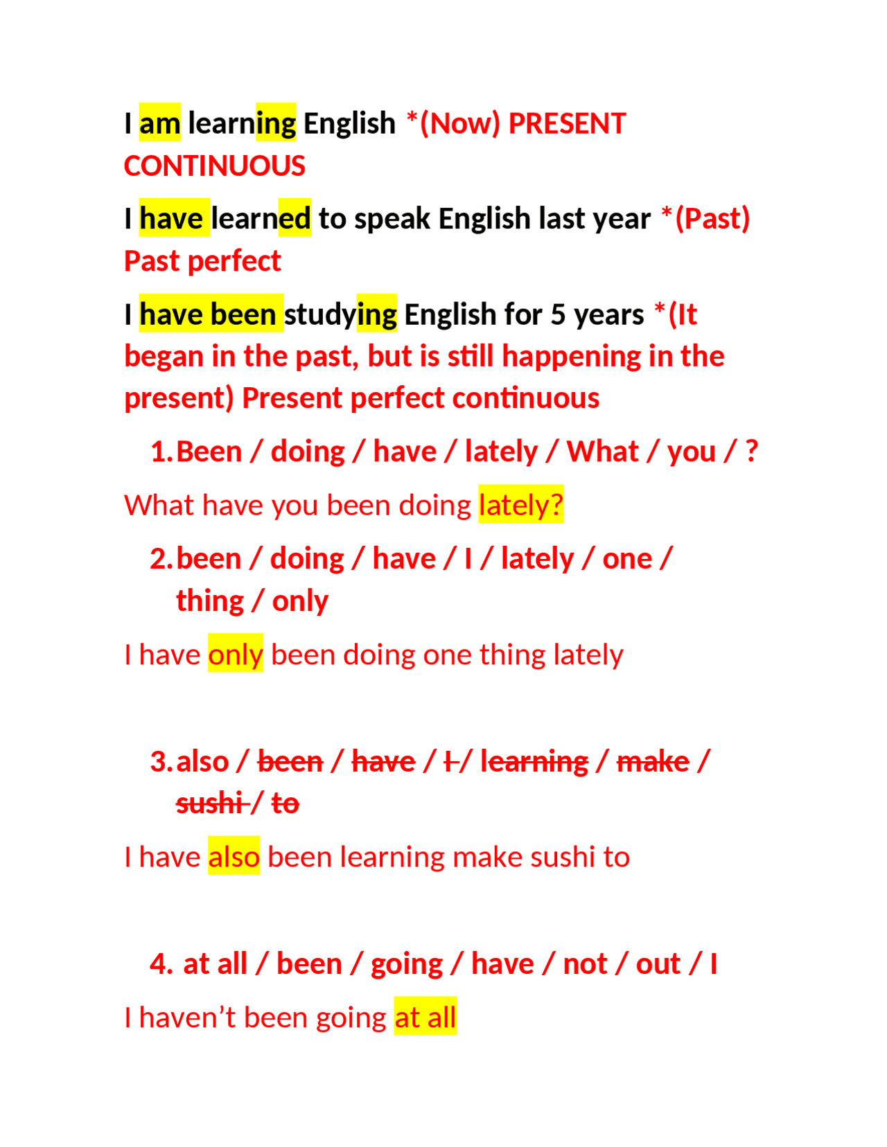 I am learning English PRESENT CONTINUOUS - Docsity