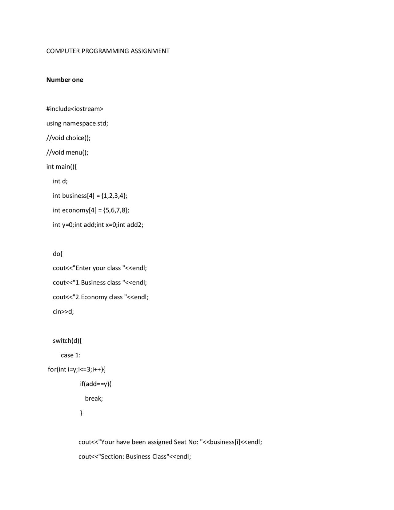 C++ Programming task - Docsity