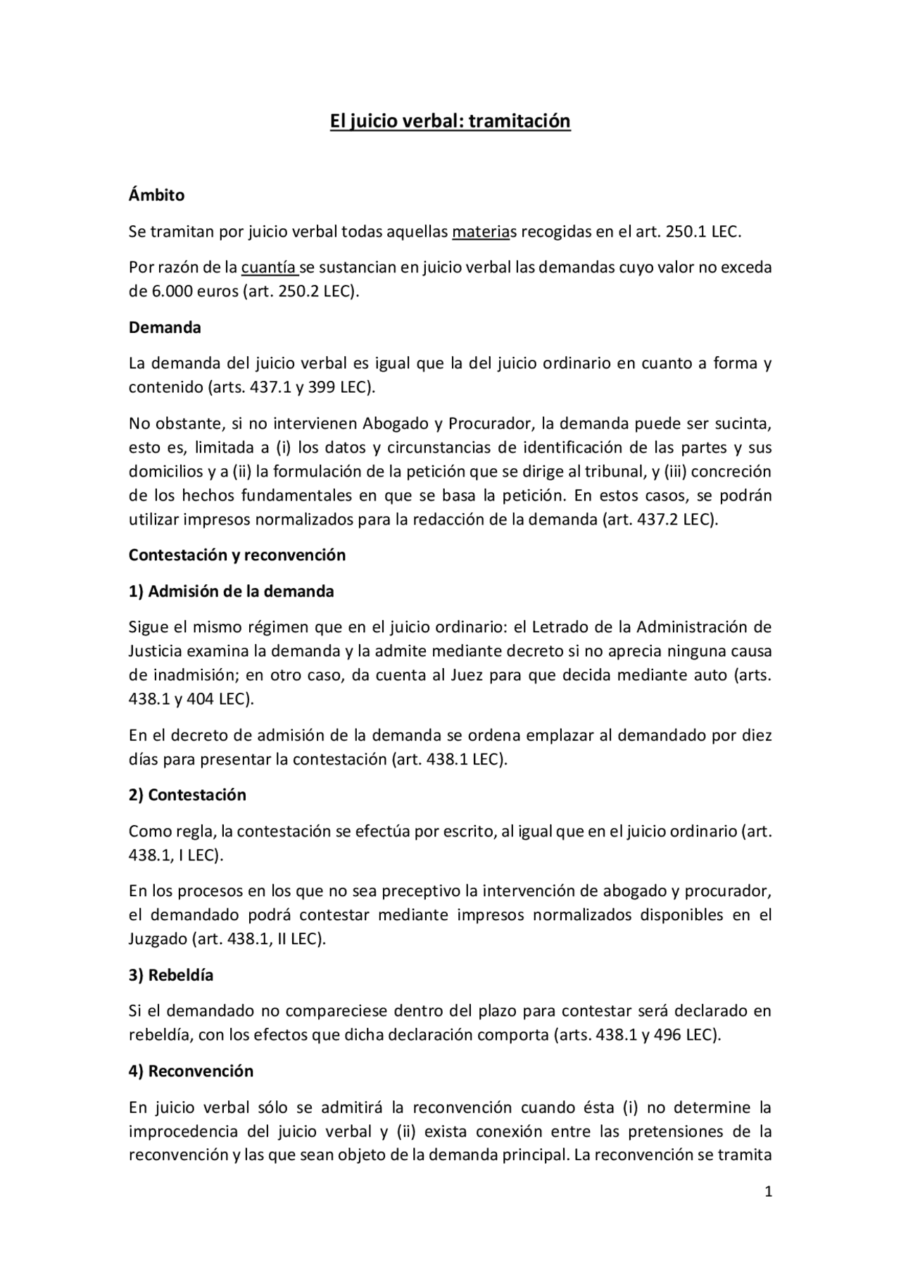 Tema 4. El juicio verbal - Docsity