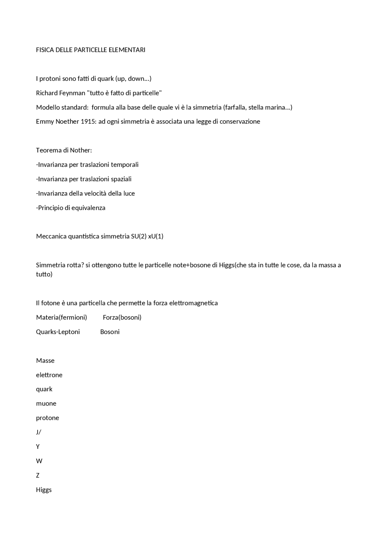 Fisica delle particelle elementari Sintesi del corso di Fisica Docsity