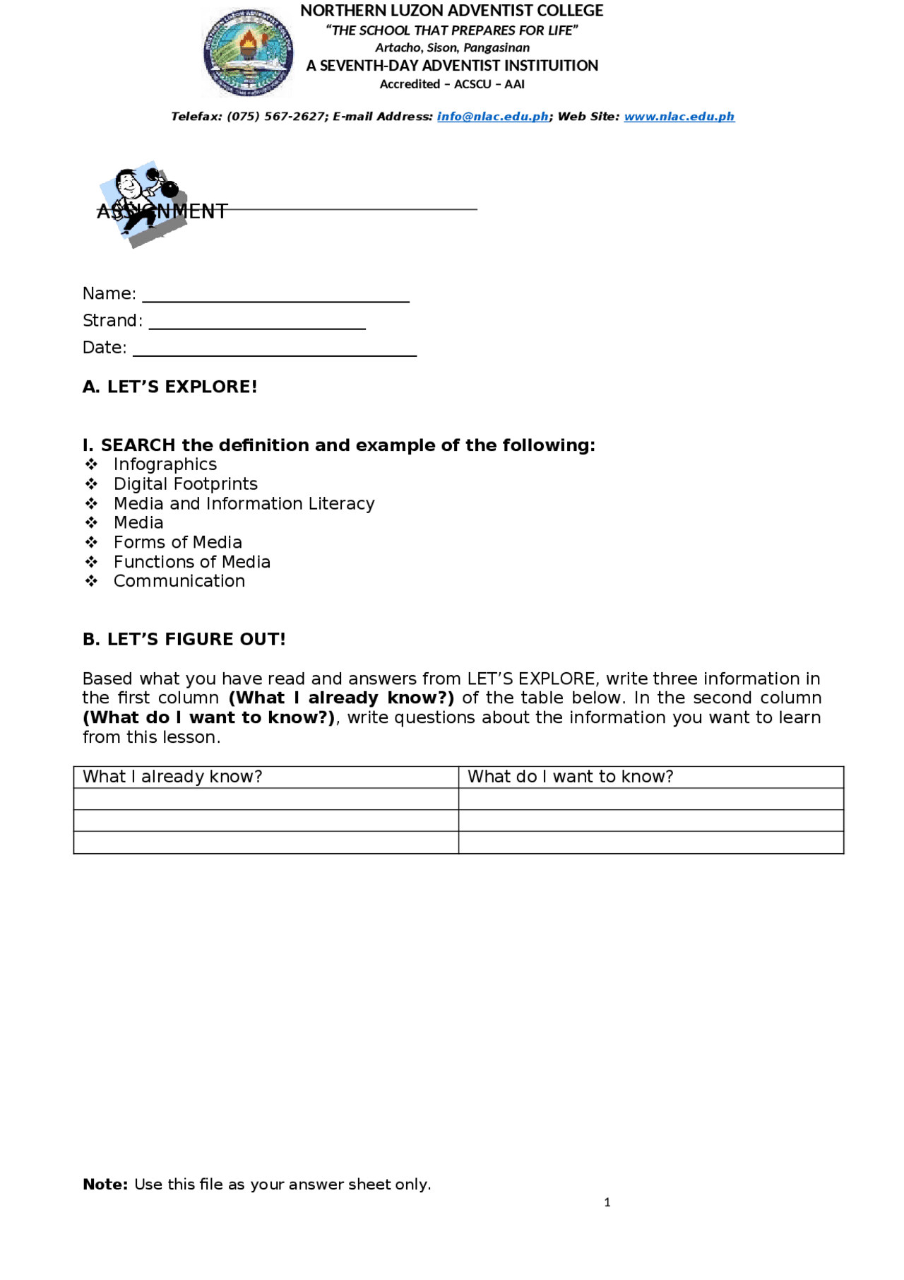 Student Assignment for Senior Highschool Students - Docsity