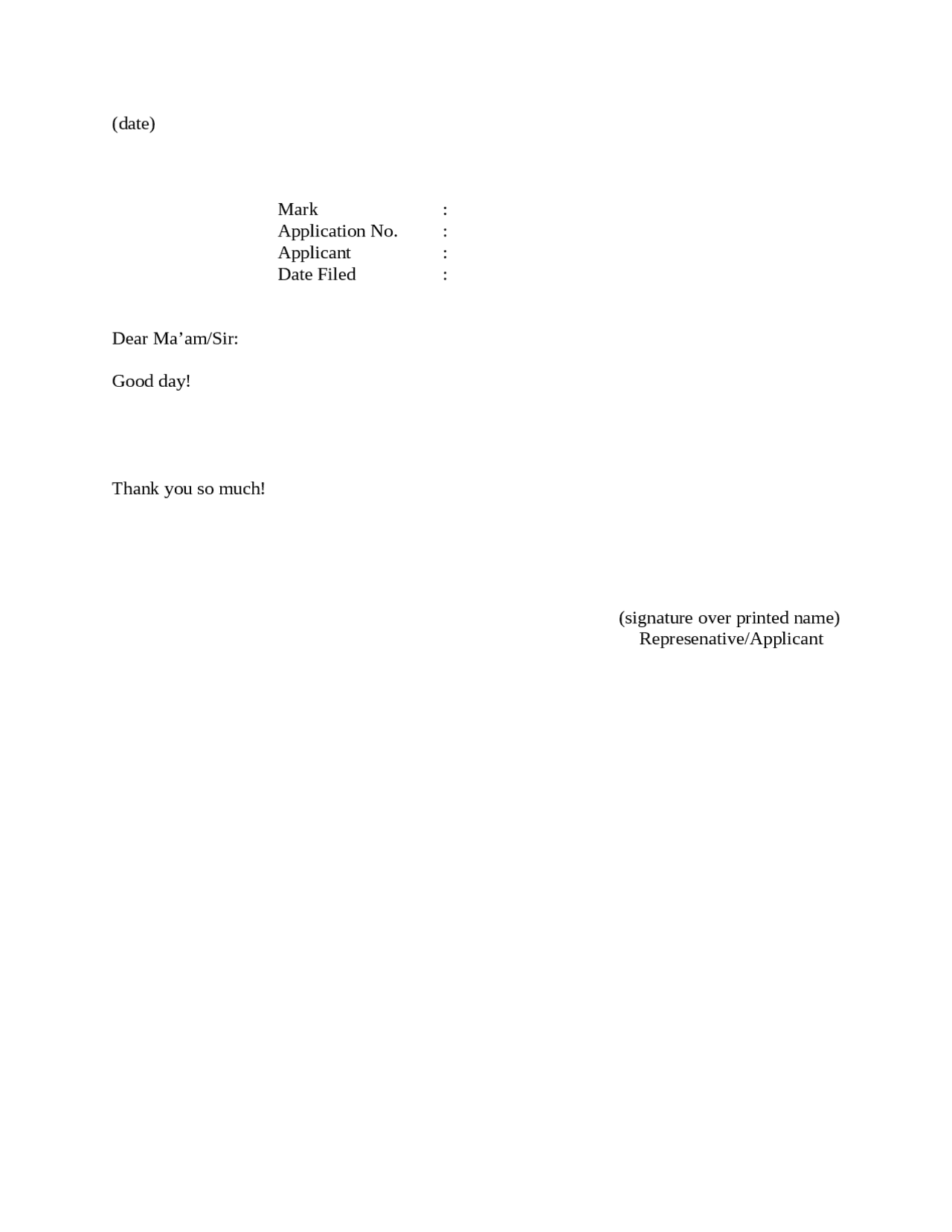 RESPONSE TEMPLATE FOR BEGINNERS - Docsity