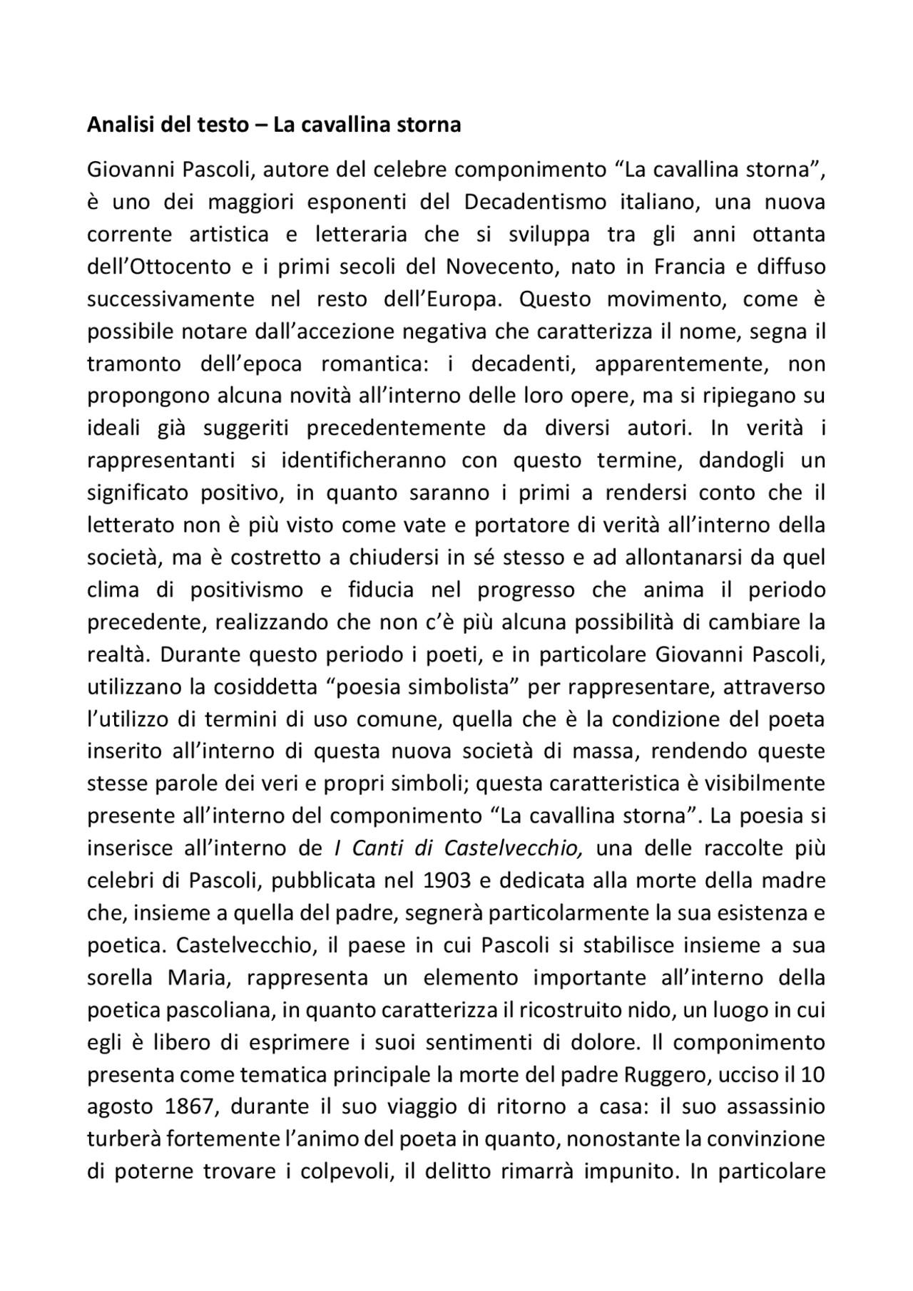 La cavallina storna analisi Appunti di Italiano Docsity