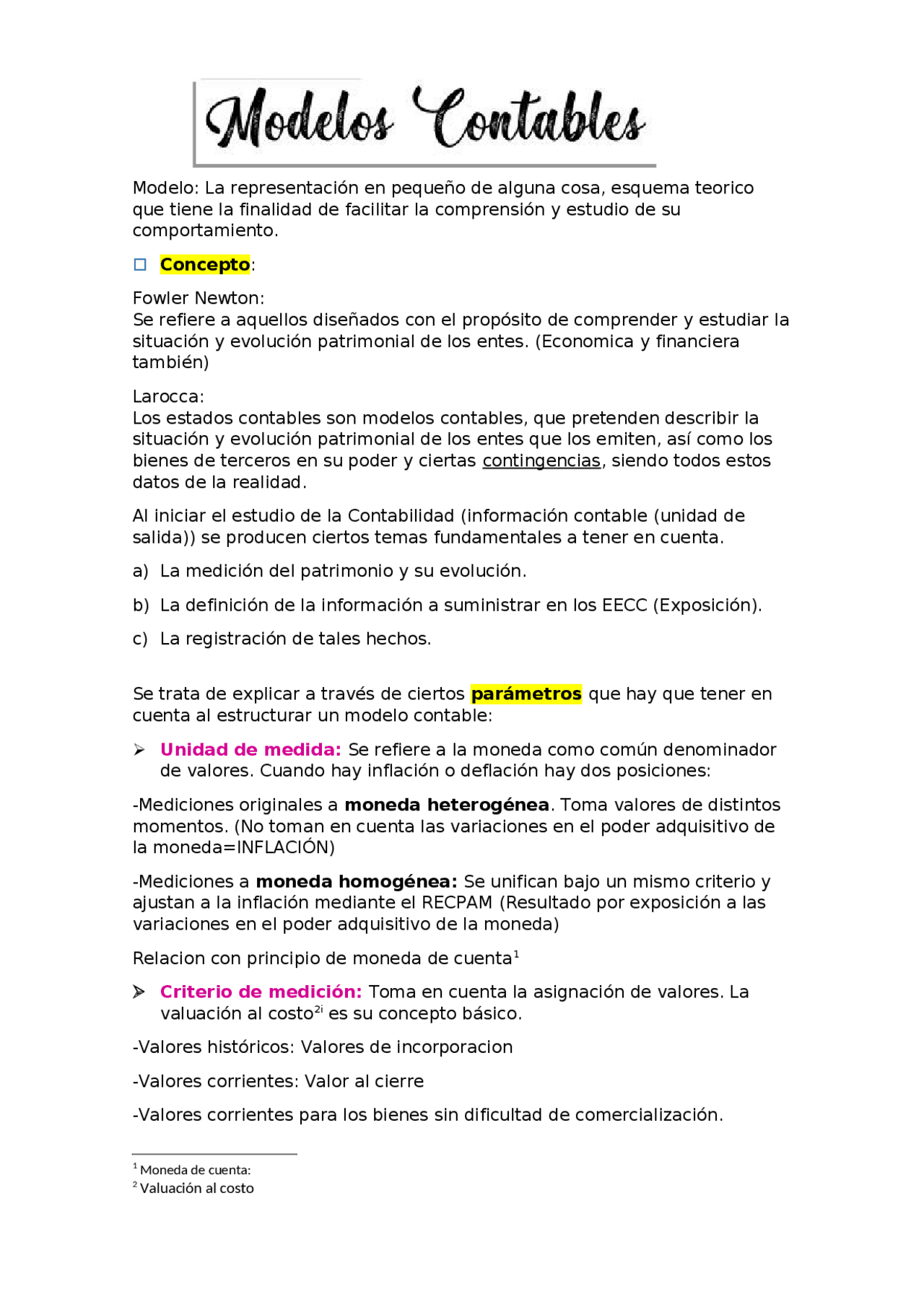 Modelos Contables, teoria contable - Docsity