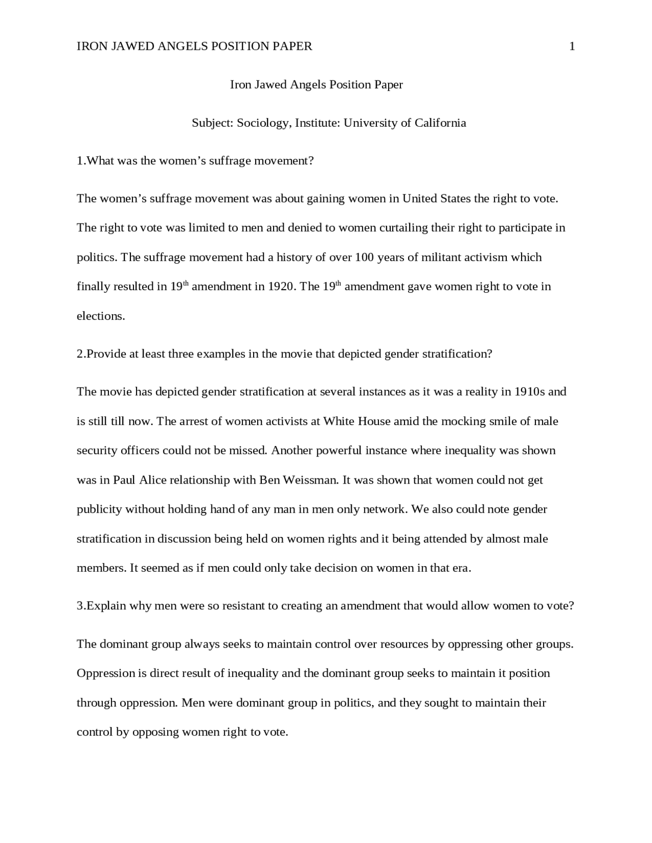 Iron jawed angels essay image