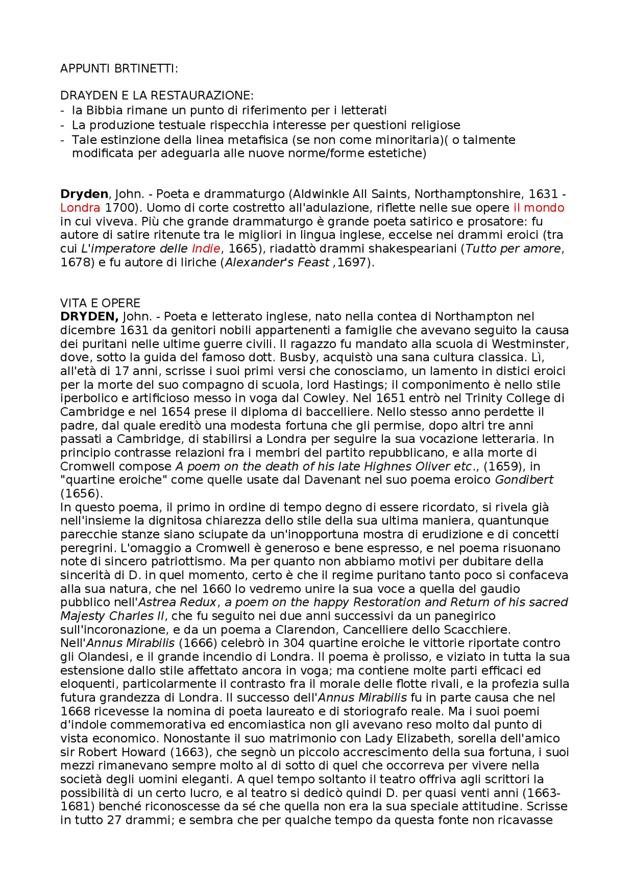 RIASSUNTO BERTINETTI, LETTERATURA INGLESE II | Sintesi del ...