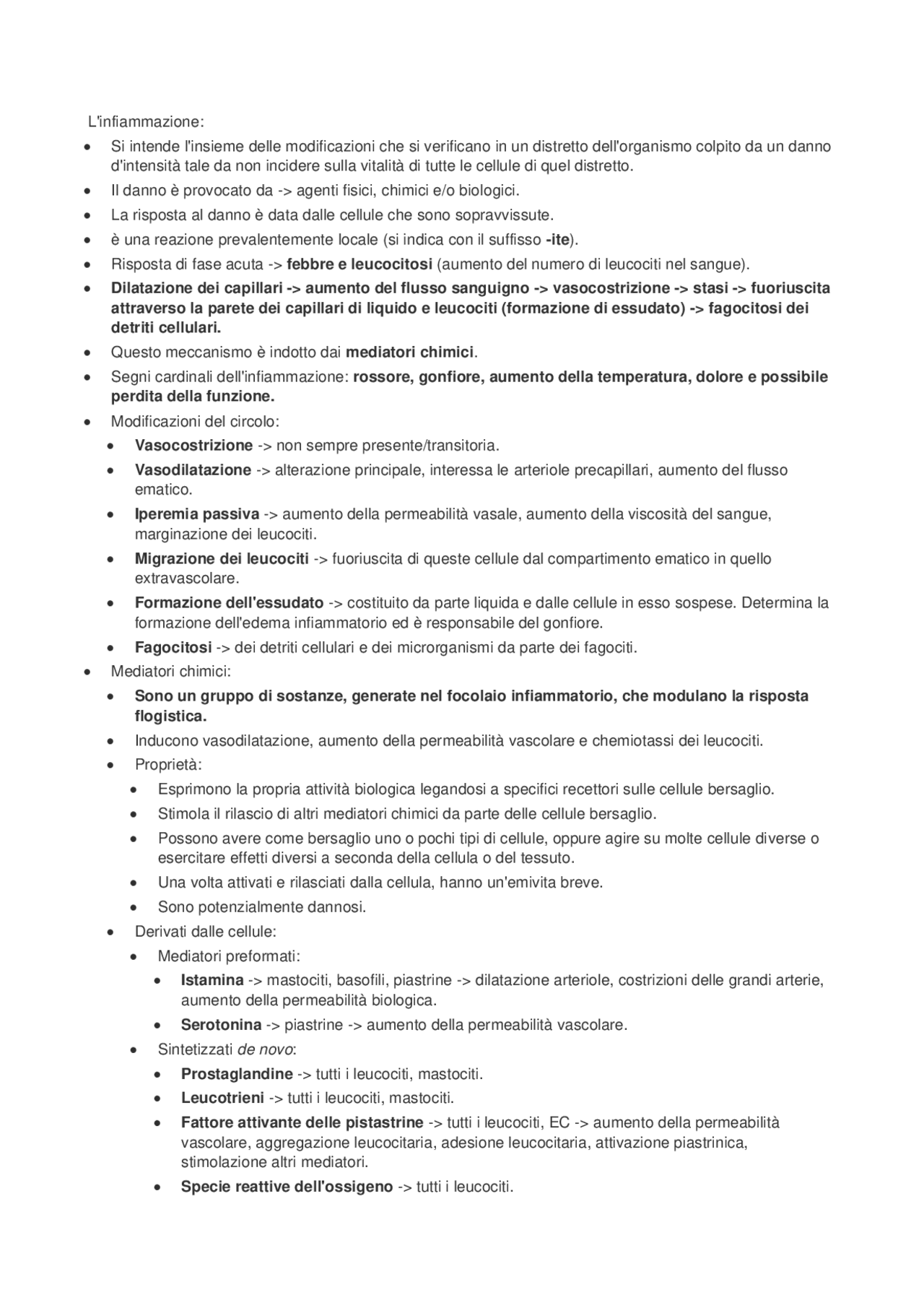 Schemi a cascatapatologia infiammazione Docsity