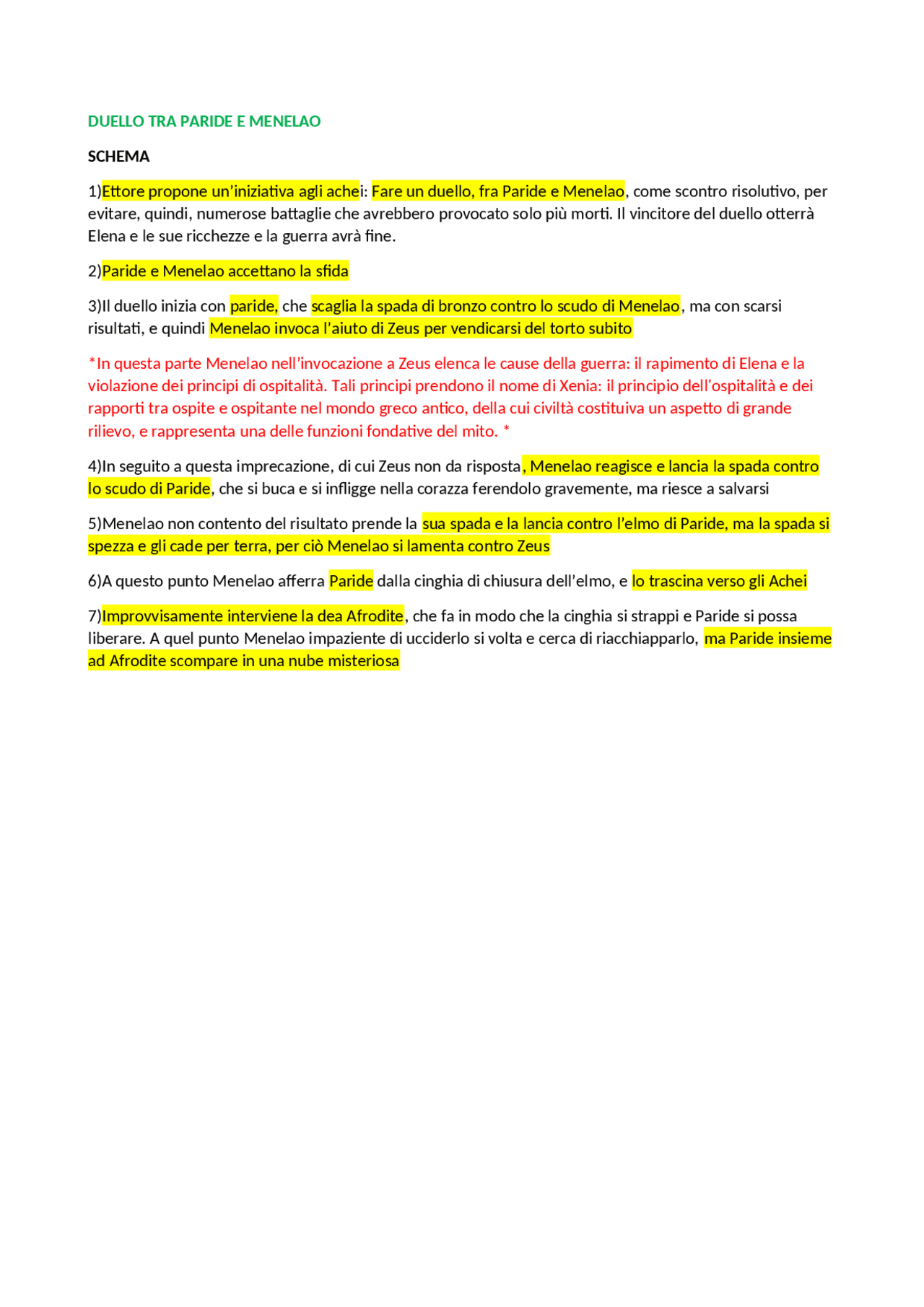 Iliade il duello tra Paride e Menelao Temi di Lingue e letterature classiche Docsity