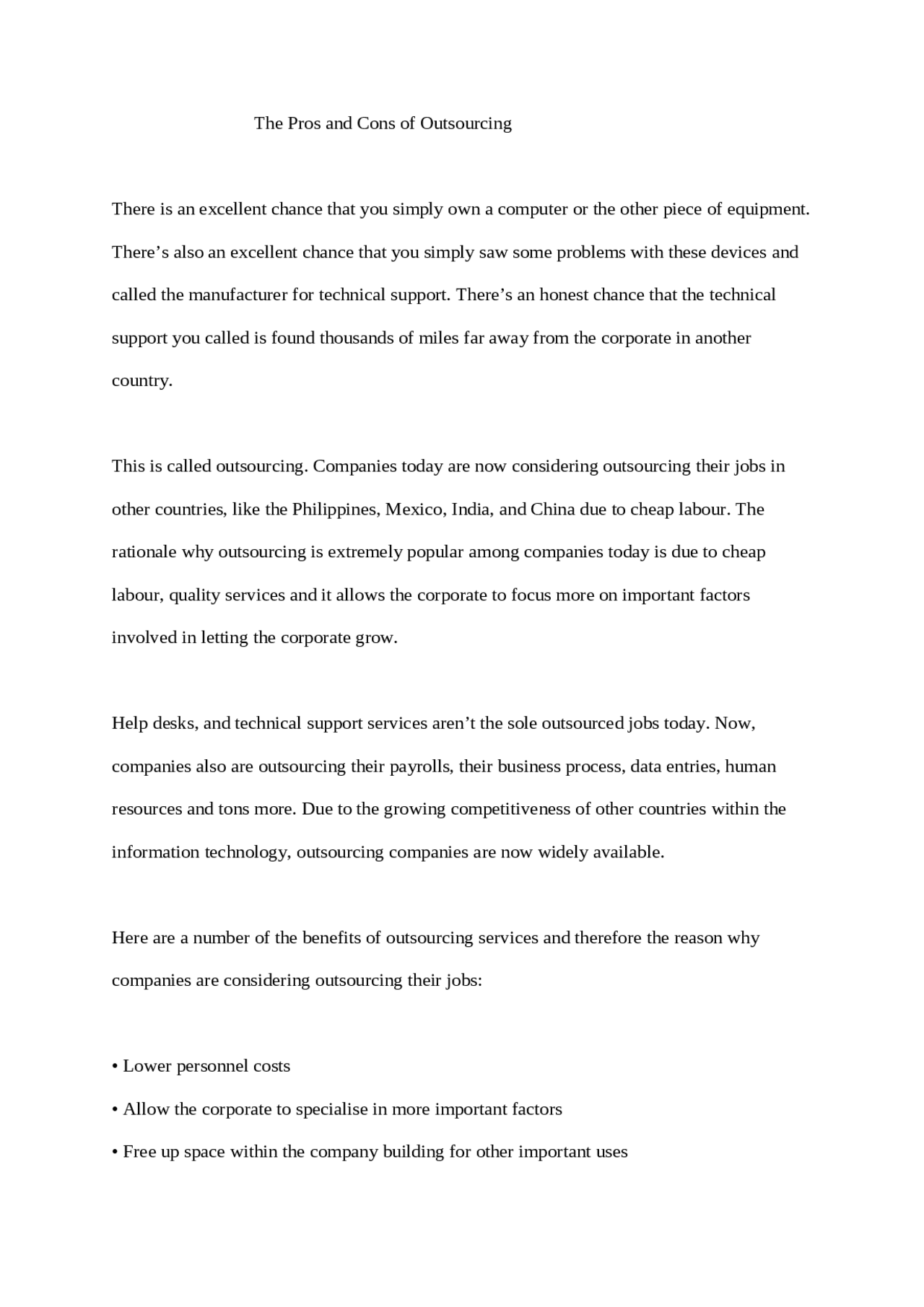 Outsourcing 3 essay picture